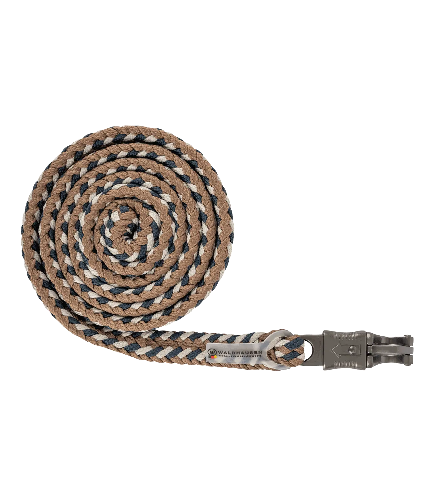 Longe d'attache Waldhausen Plus, mousqueton antipanique, finitions foncées, bleu nuit/beige/cappuccino