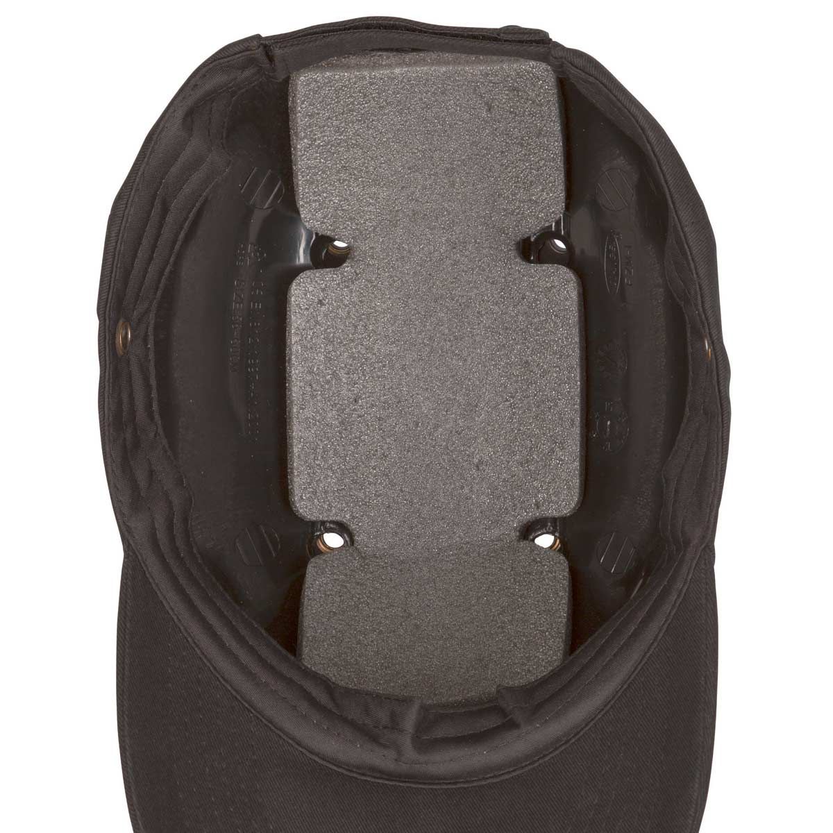 Casquette anti-heurt noire avec protection PE rembourrée, détail