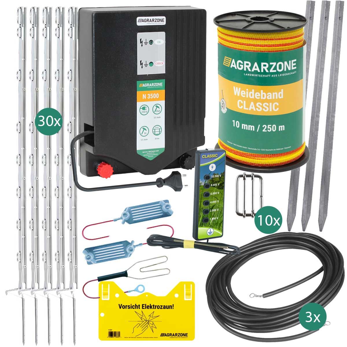 Rehzaun Starter Set 230V, Band für 60 m Wildzaun, Set