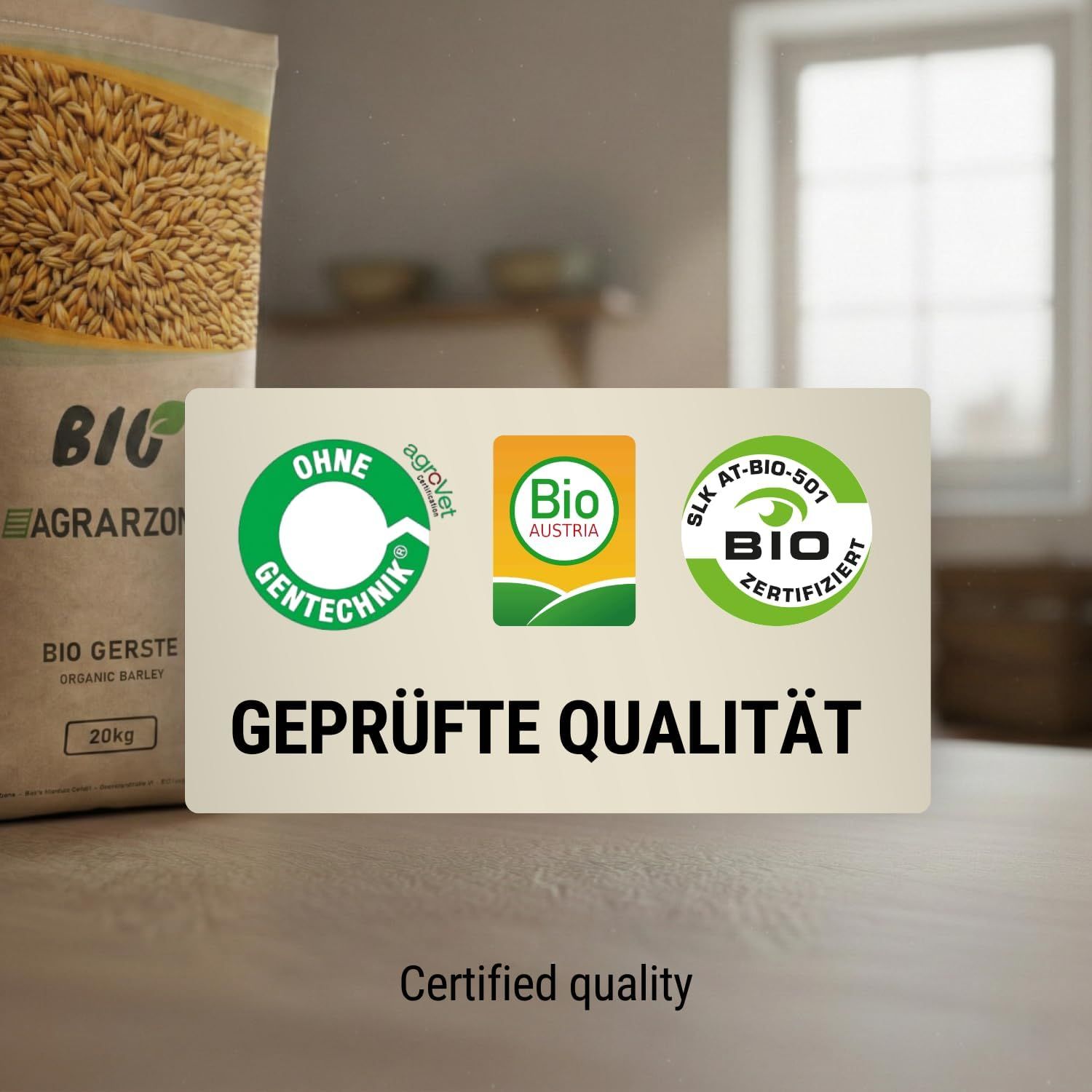 Agrarzone Bio Gerste 20 kg, Etikett