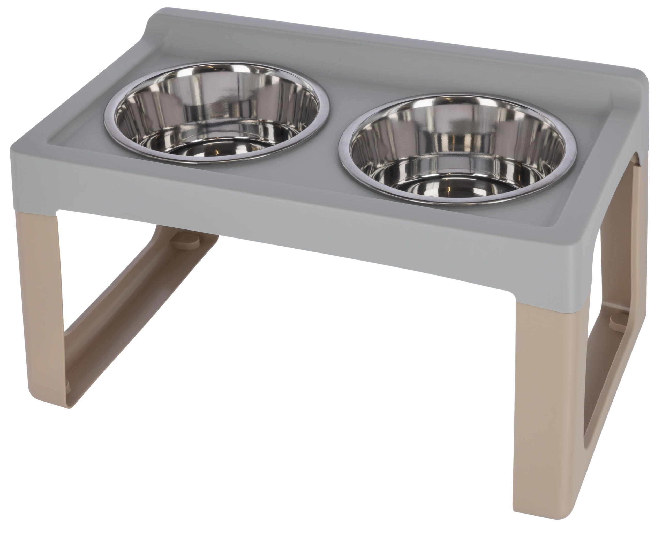 Kerbl Pet Lifter Hundenapf erhöht, 2 Edelstahlnäpfe, grau-taupe