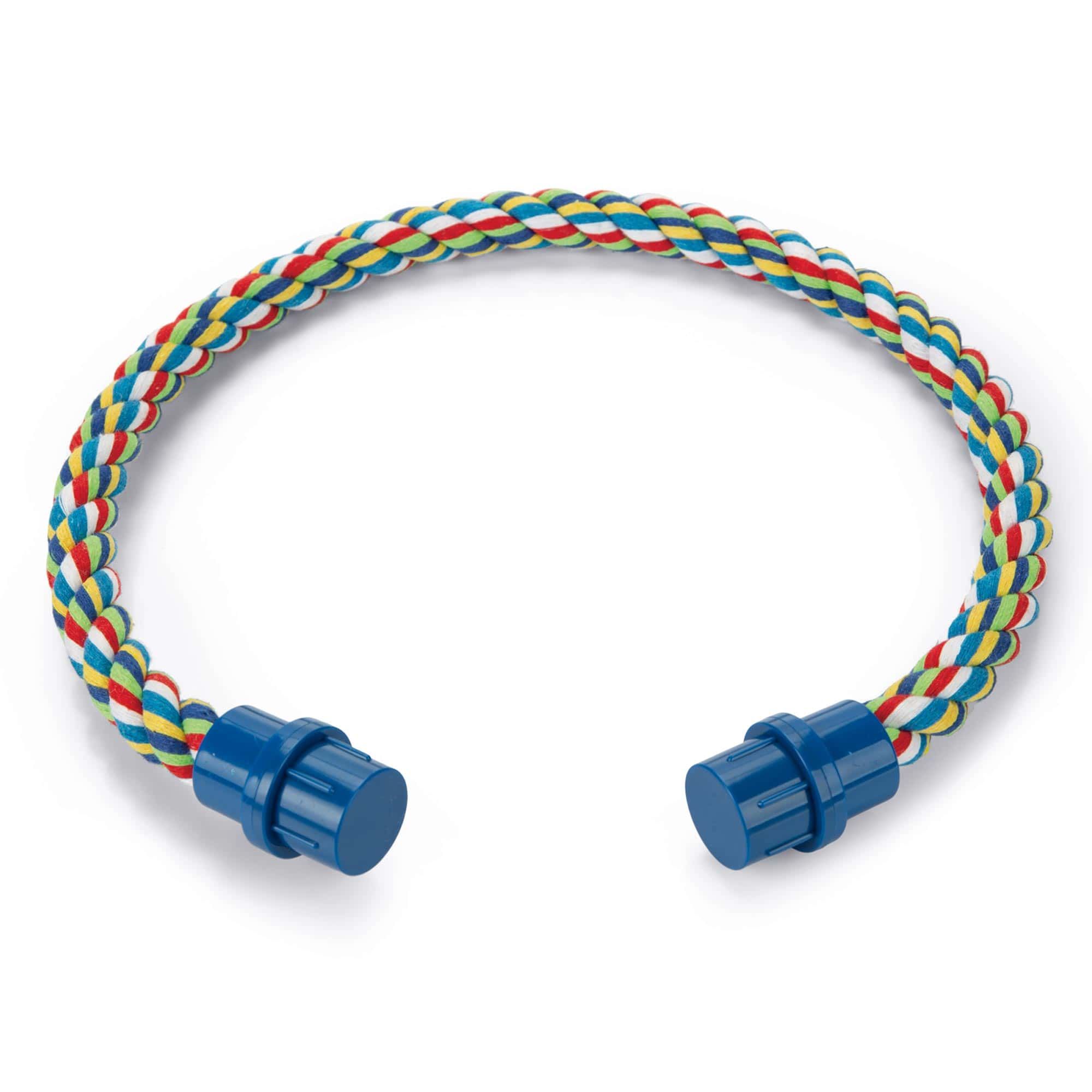 bracelet, rope, twisted, blue end caps, multicolor
