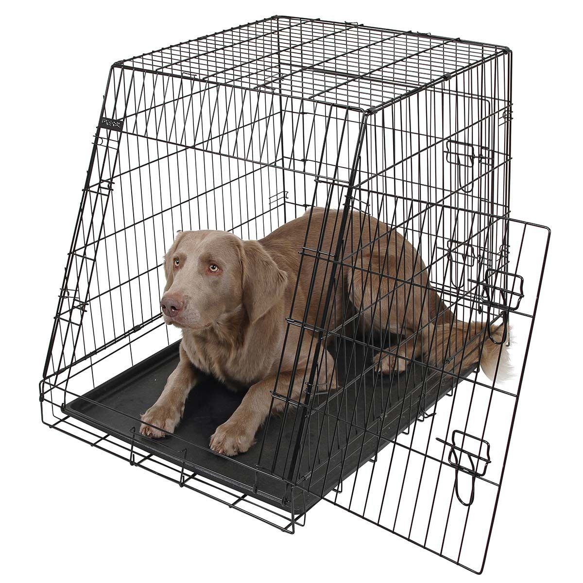 Kerbl kutyaszállító ferde, összecsukható rácsos box, 2 ajtó, 92 cm