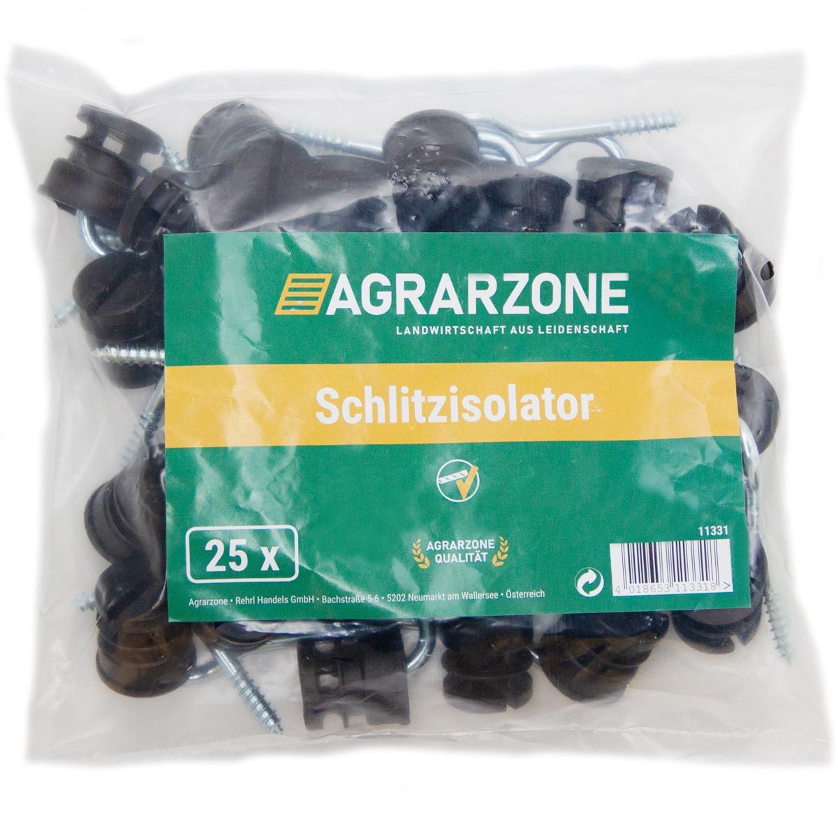 25x Slot-isolator, svart, 5,3 mm stöd, förpackning