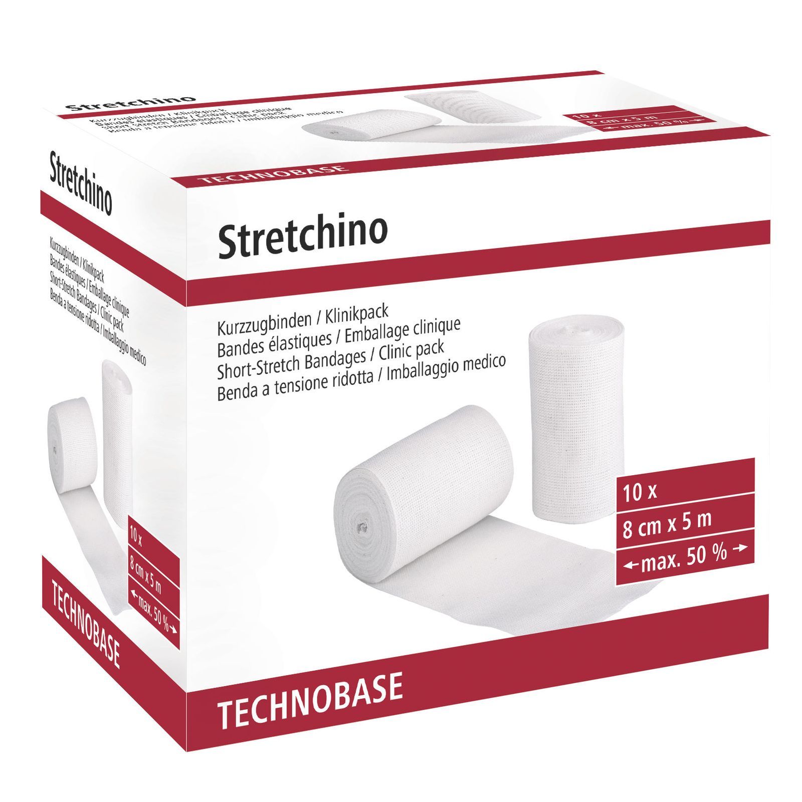 Kerbl Stretchino rövidnyújtású pólya, 8 cm x 5 m, 10 db-os csomag