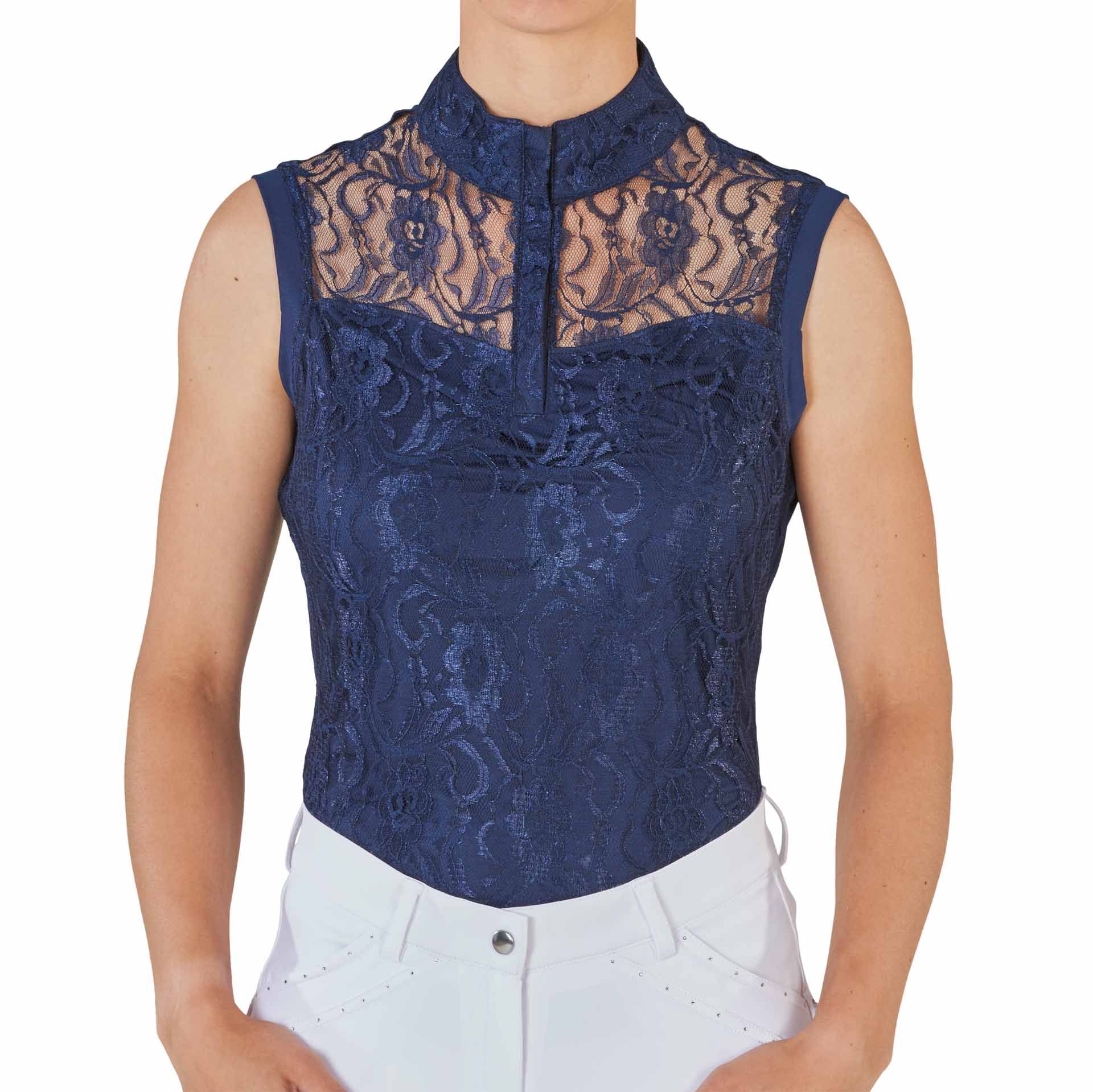 BUSSE Camicia da torneo equitazione AMADORA, senza maniche L blu navy