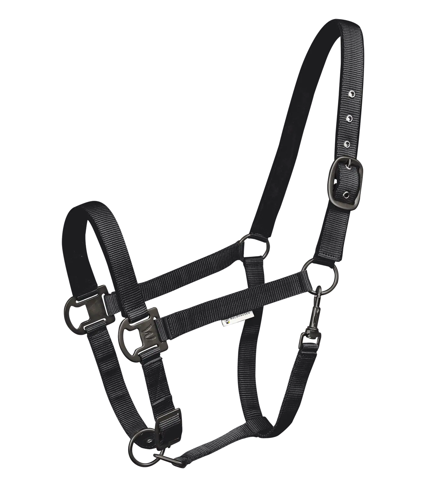 Waldhausen Halfter Gloomy – weich unterlegt, mehrfach verstellbar, Nylon, schwarz Pony