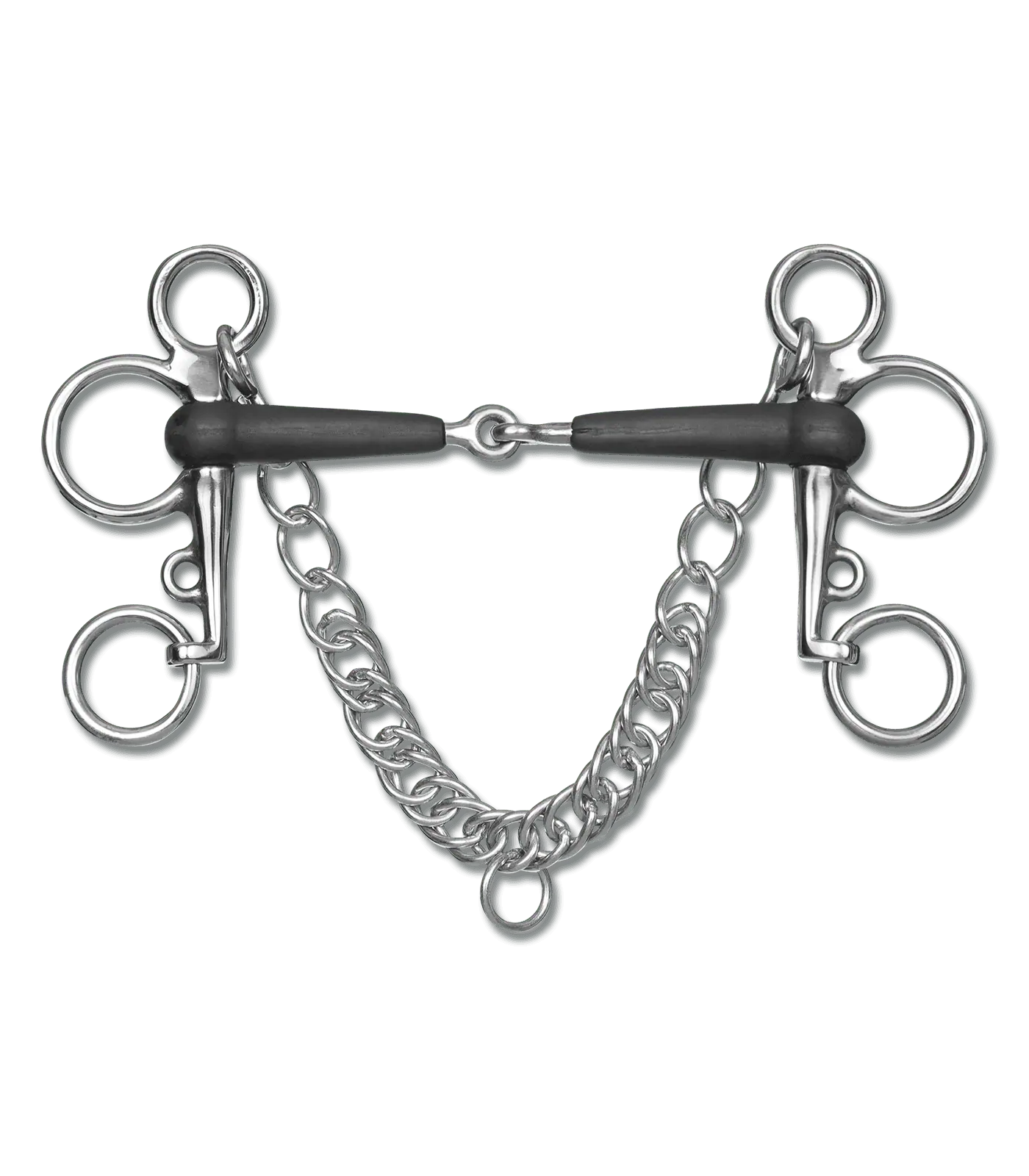 Mors Pelham Waldhausen en caoutchouc, simple brisure, avec gourmette, 14,5 cm