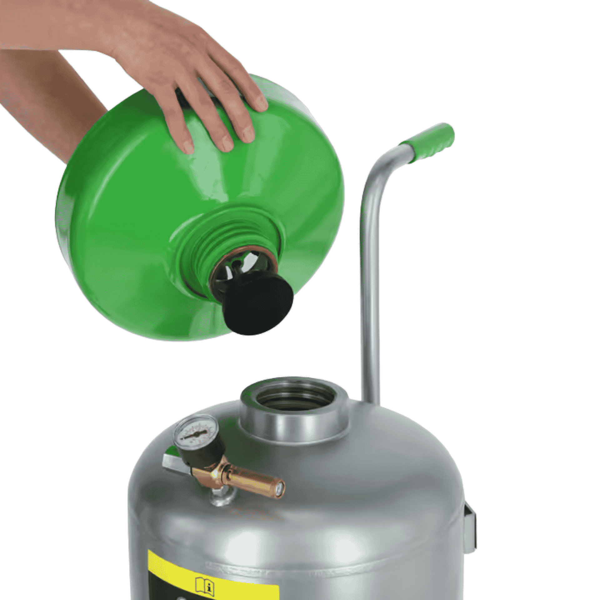 Gasmantel, grüner Behälter, Propanflasche, Handdrehen, Ventil-Druckmesser