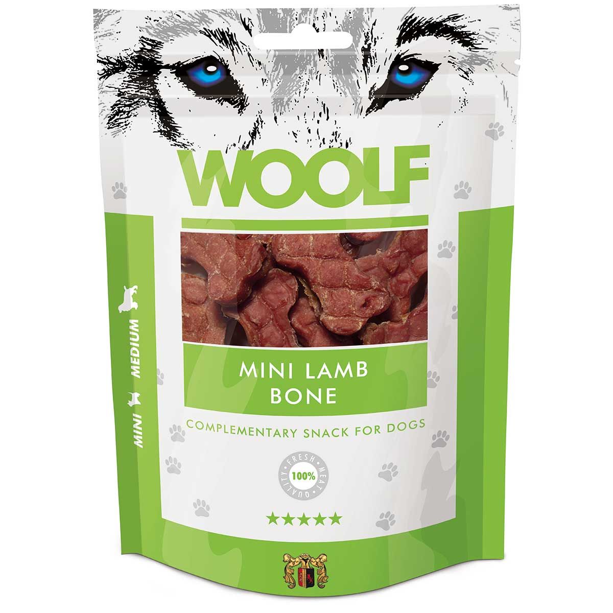 Woolf Dog treat mini lamb bone, packaging