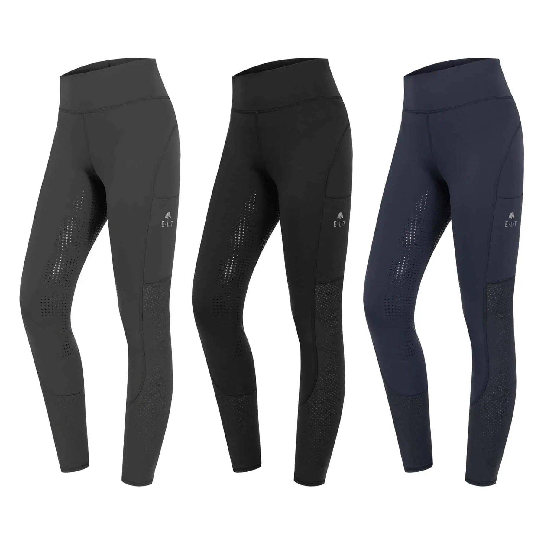ELT Reitleggings Hanna Mesh High Waist mit Silikon-Vollbesatz, schlamm 40