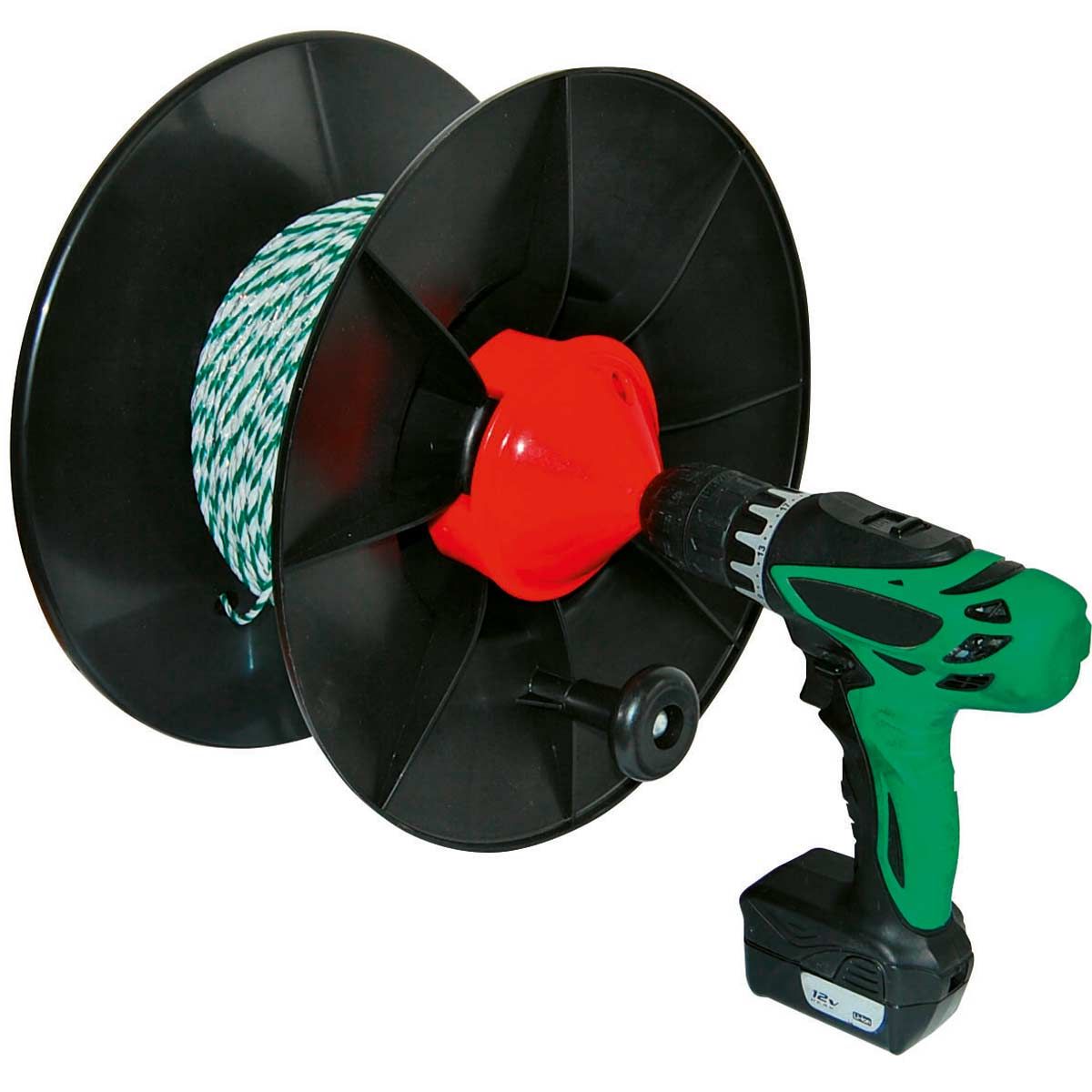 Adaptor de înfășurare Easy-Drill Kerbl pentru mulinetă gard, în utilizare