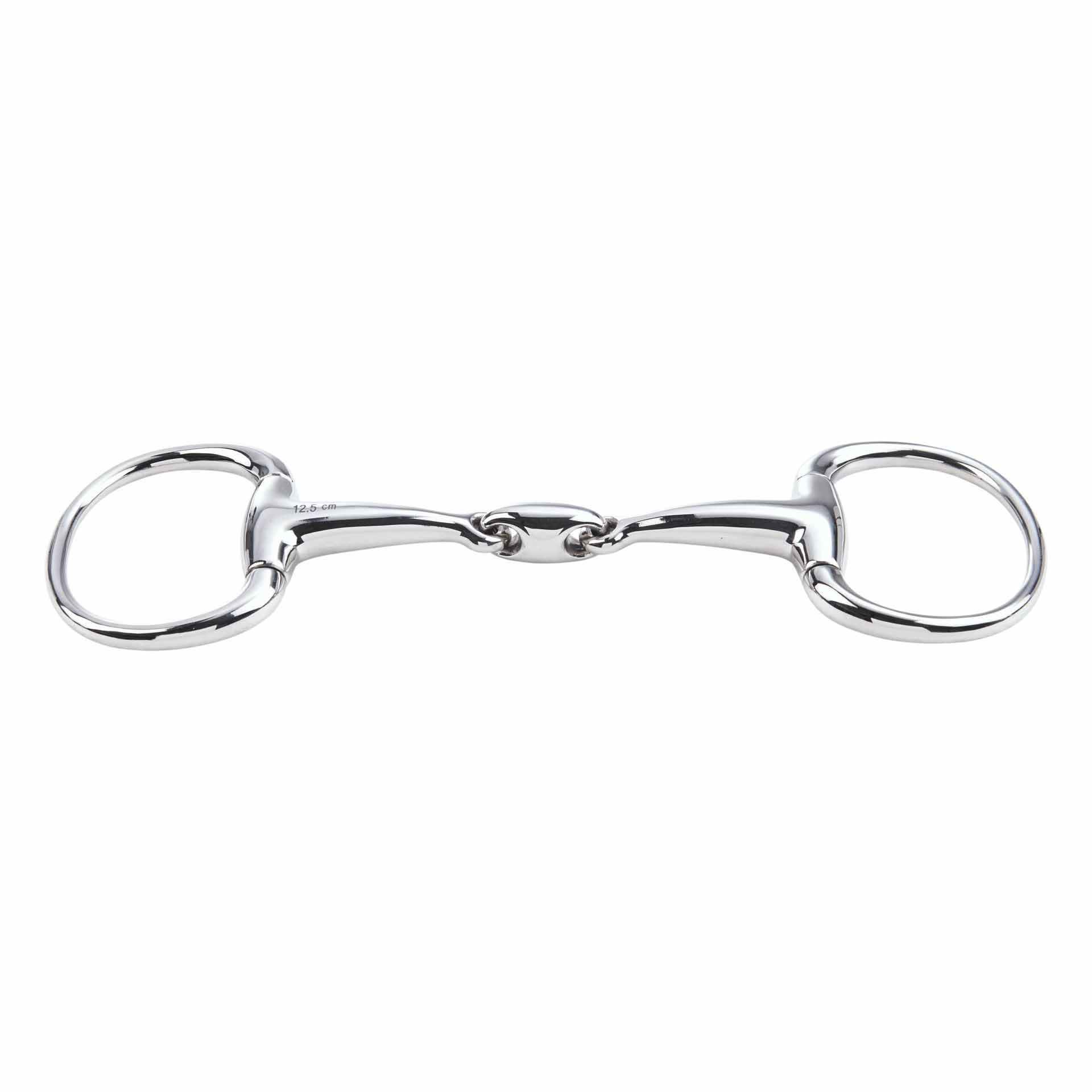 Zăbală BUSSE cap de măslină din inox, dublă ruptură, pentru cai, vedere din față