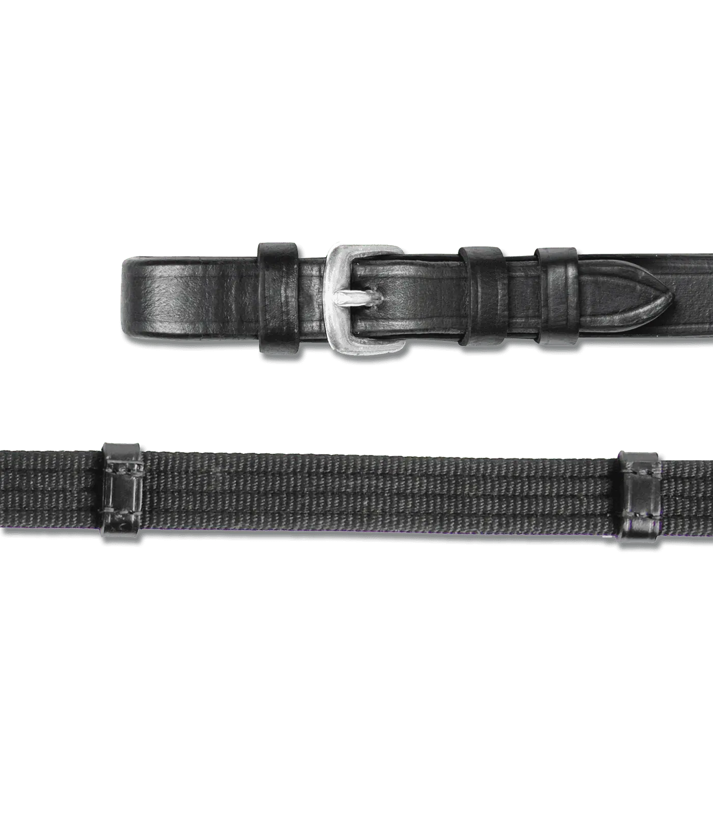 STAR Rênes sangle avec passants cuir & arrêtoir de martingale, Noir, FULL