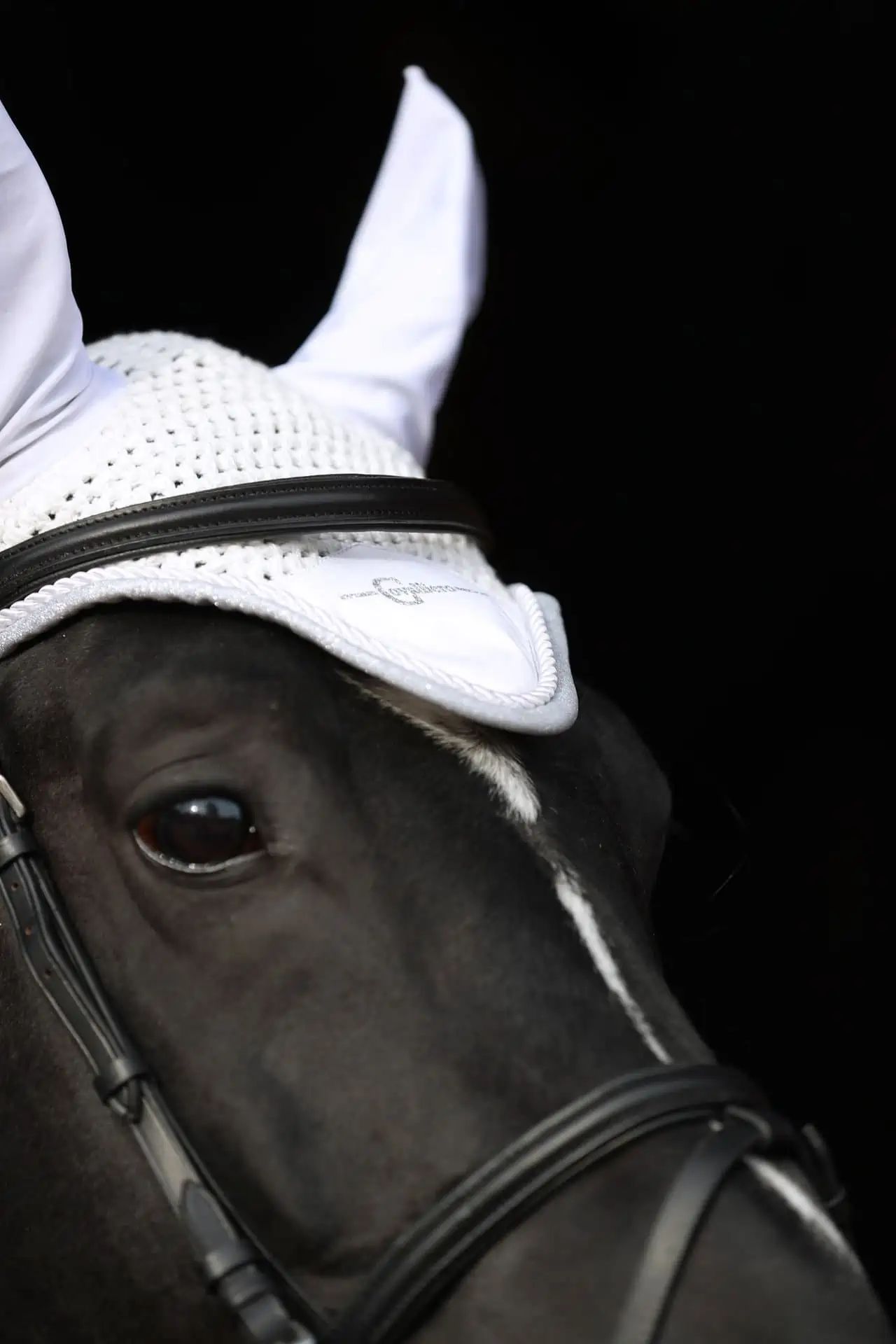 Covalliero Fliegenhaube Empara Cob/Full, gehäkelt, mit Glitzerapplikationen, Cob/Full