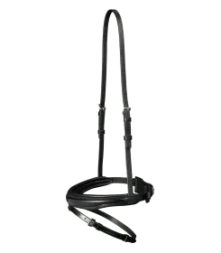 Schwarzes Reithalfter aus Leder mit verstellbaren Schnallen