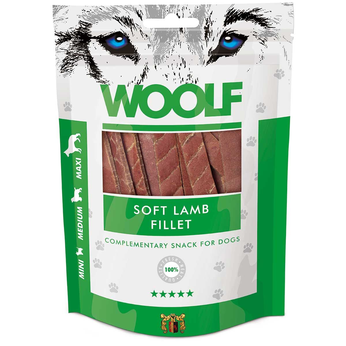 Woolf Hundeleckerli zarte Lammfiletstreifen, Verpackung