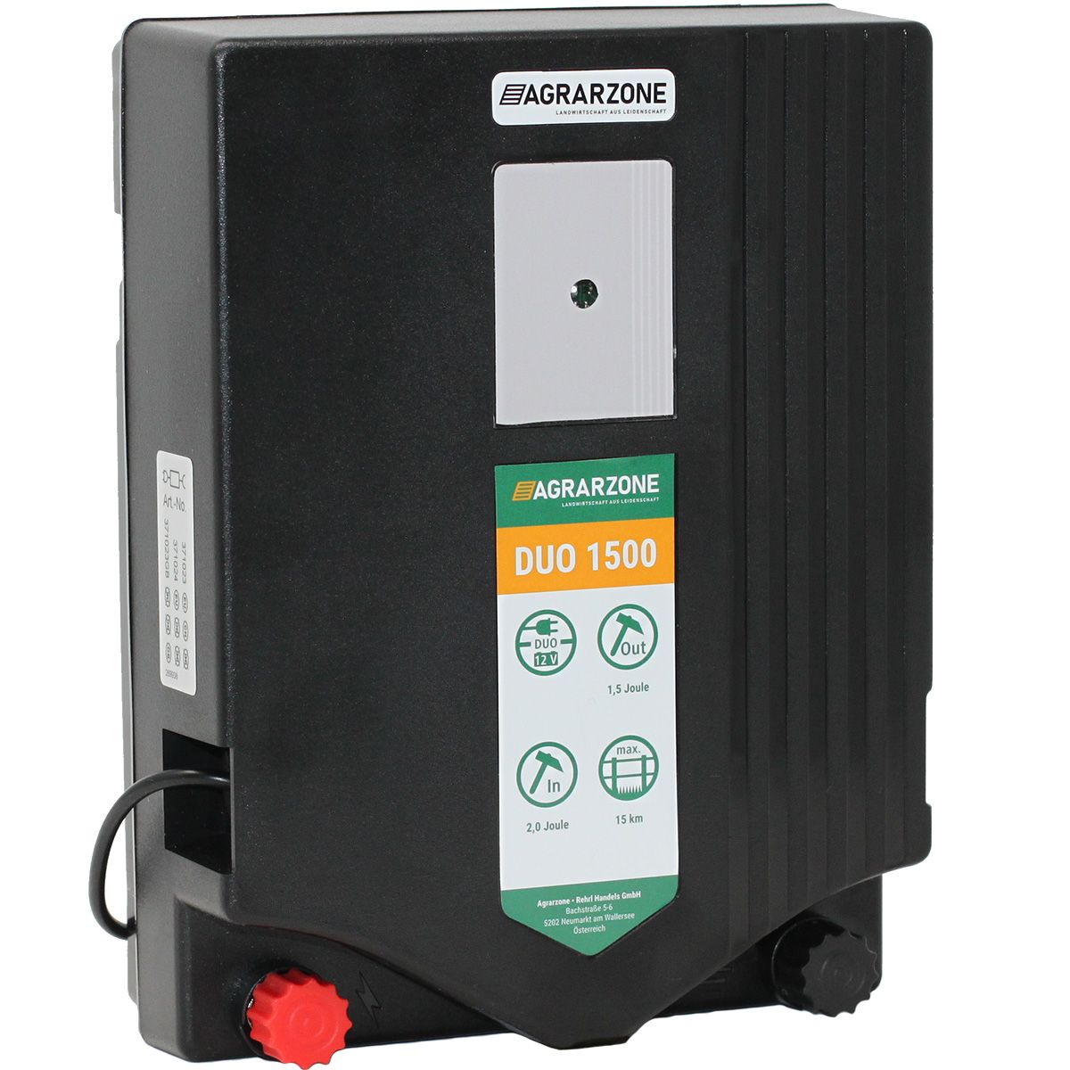 Kit clôture d'étang anti-hérons Agrarzone avec électrificateur DUO1500 12V/230V, 2J, filet 50m x 65cm, vert, vue de face