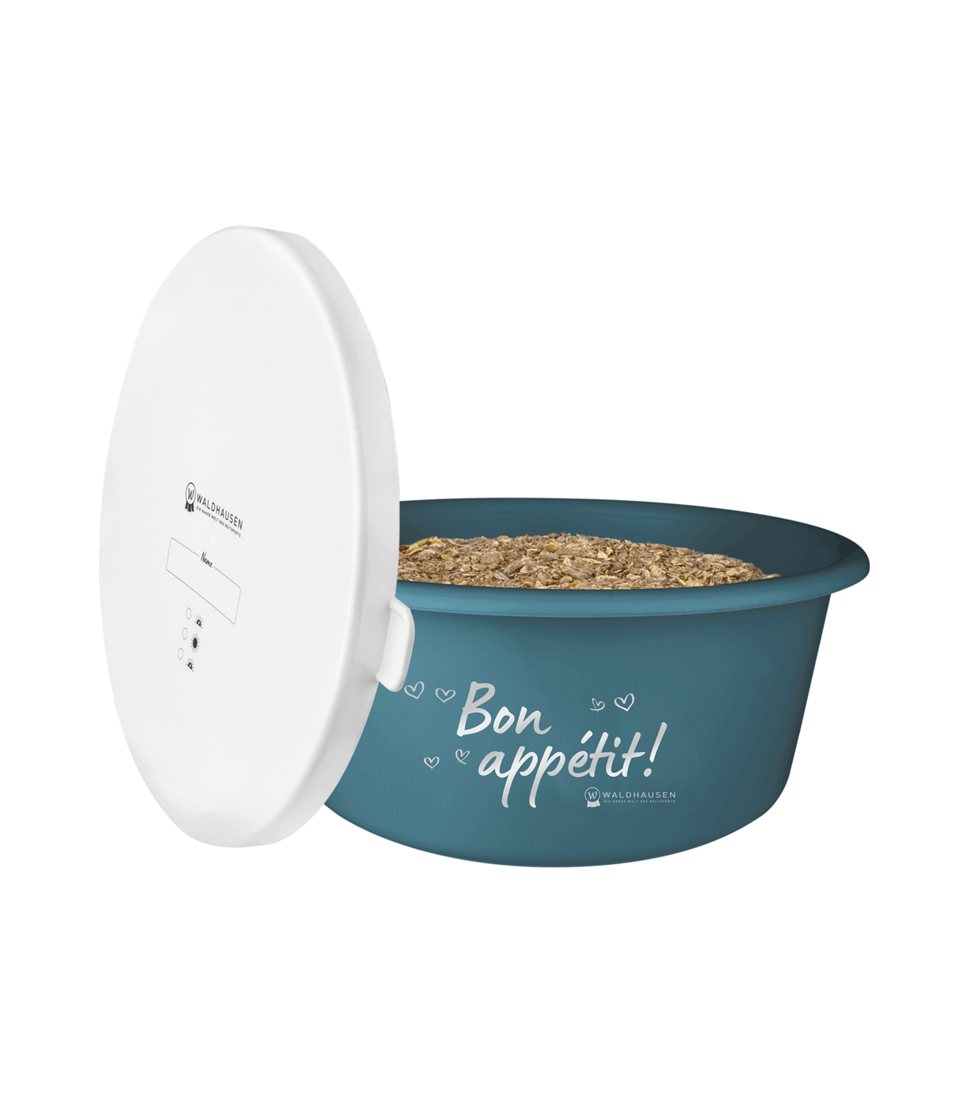 Waldhausen Futterschale "Bon Appétit!" mit Deckel, petrolblau, 5 l