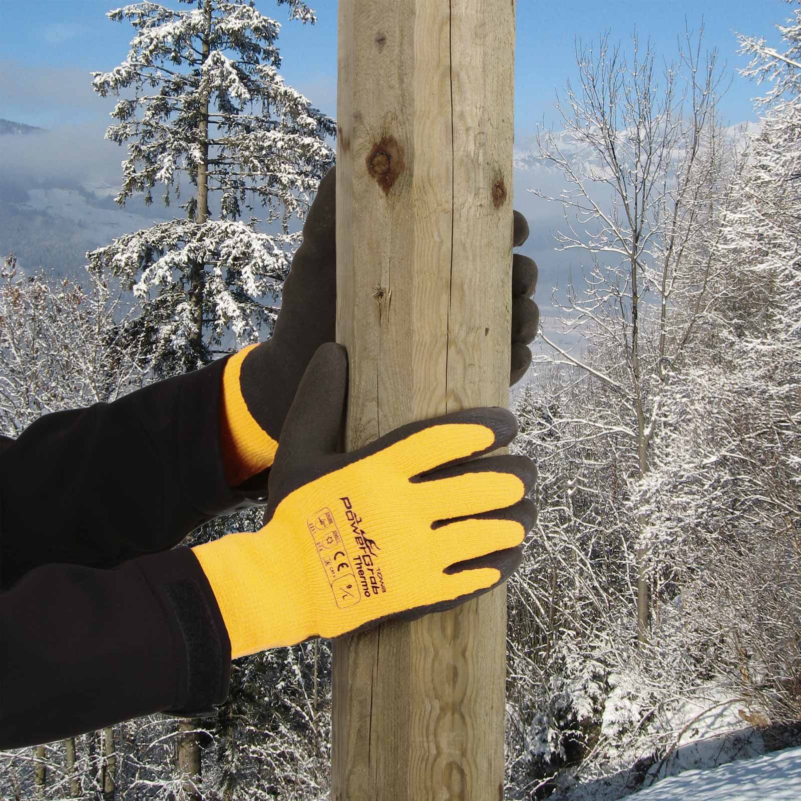 Keron PowerGrab Thermo téli kesztyű sárga, finomkötött latex bevonattal, méret 9