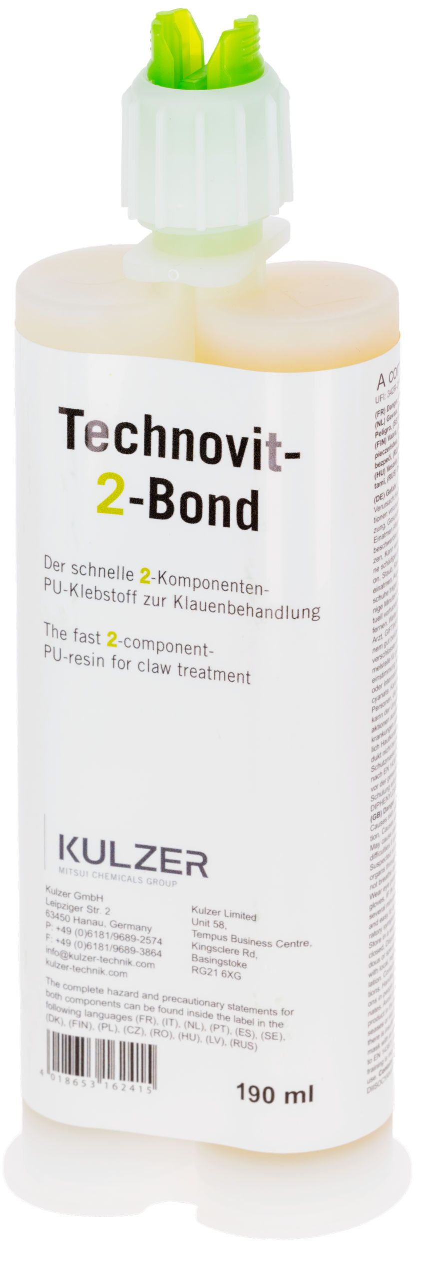 2-Komponenten, Kleber, PU-Klebstoff, Haftmittel, Technovit-2-Bond, zwei-Komponenten, Knochenklebstoff, Kralenbehandlung, Flasche aus Kunststoff, 190 ml