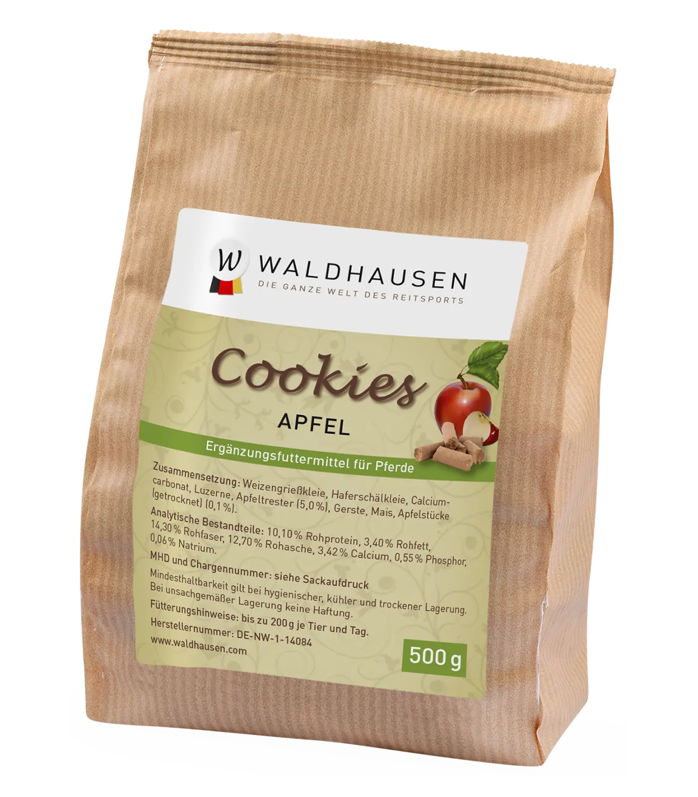 Waldhausen Cookies Apfel, 500 g, Pferdeleckerli mit Vitaminen, Verpackung