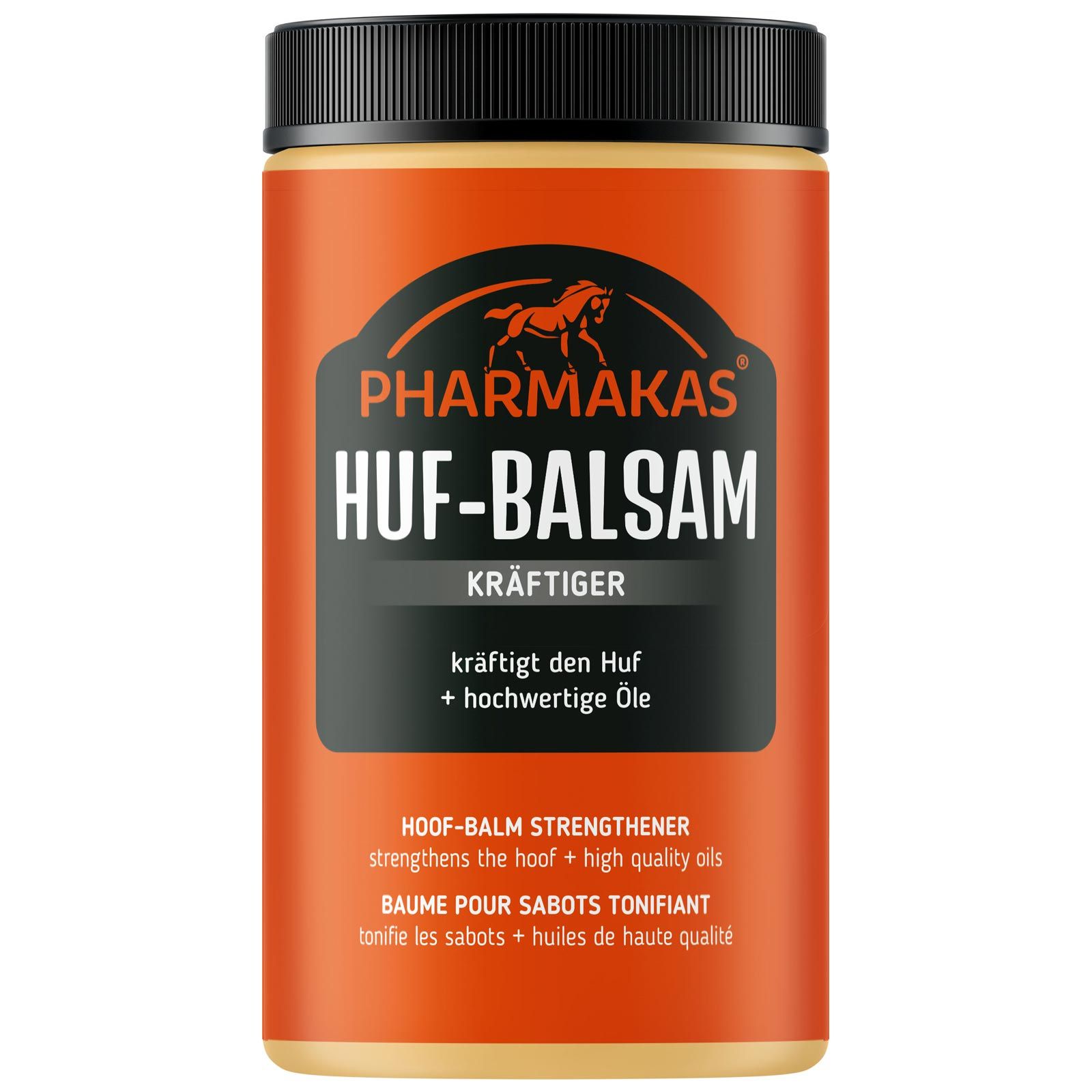 Boîte orange de baume à sabots fortifiant Pharmaka, aux huiles de qualité