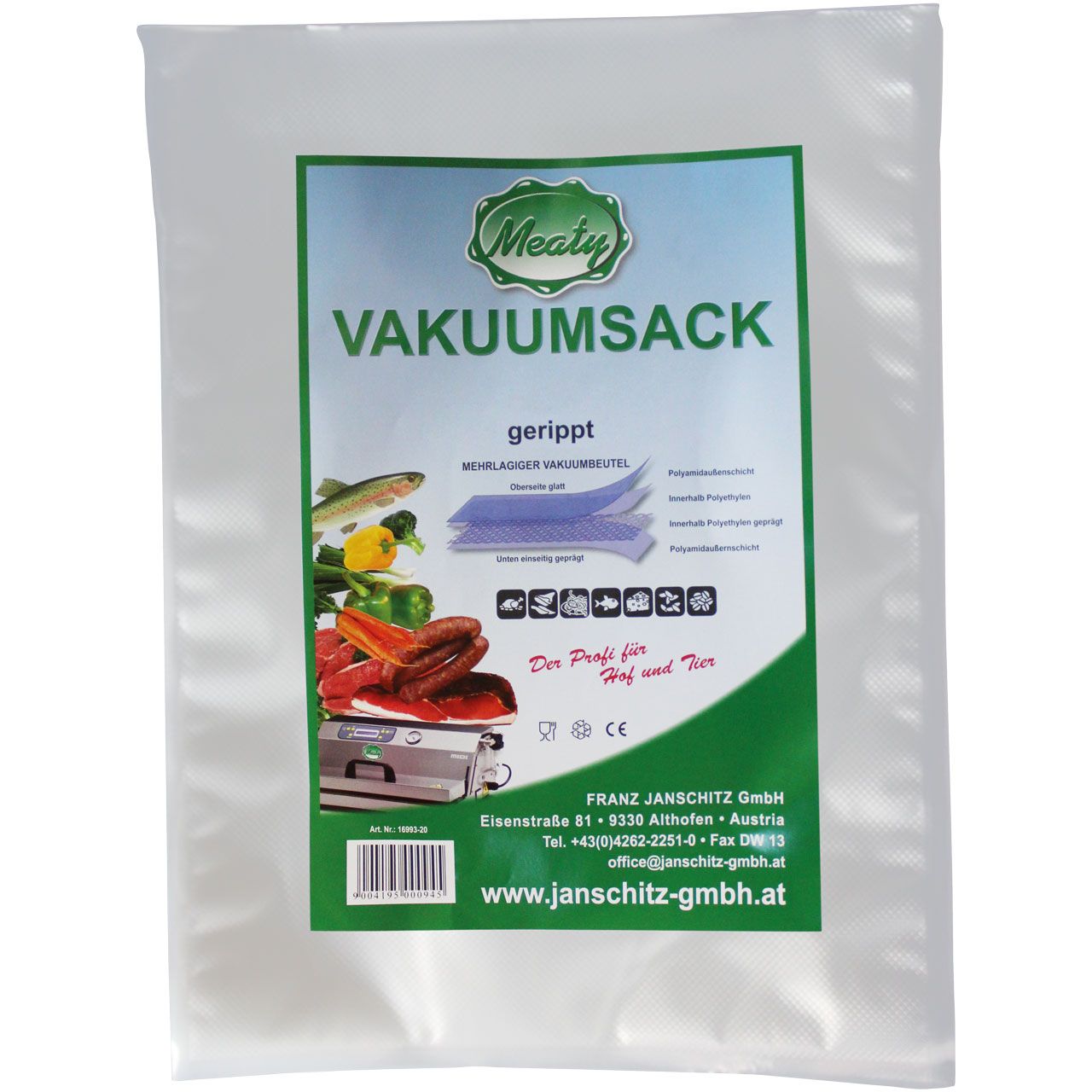 Sacs sous vide gaufrés pour aliments d'une épaisseur de 105 My 50 pcs 20 x 30 cm