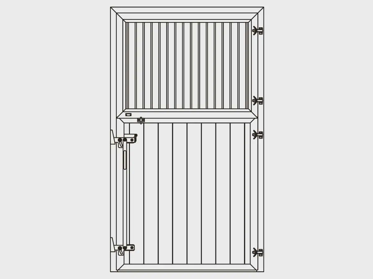 Stalltür Drehfenster 1,2 x 2,215 m, Drücker und Klappring-Stecker