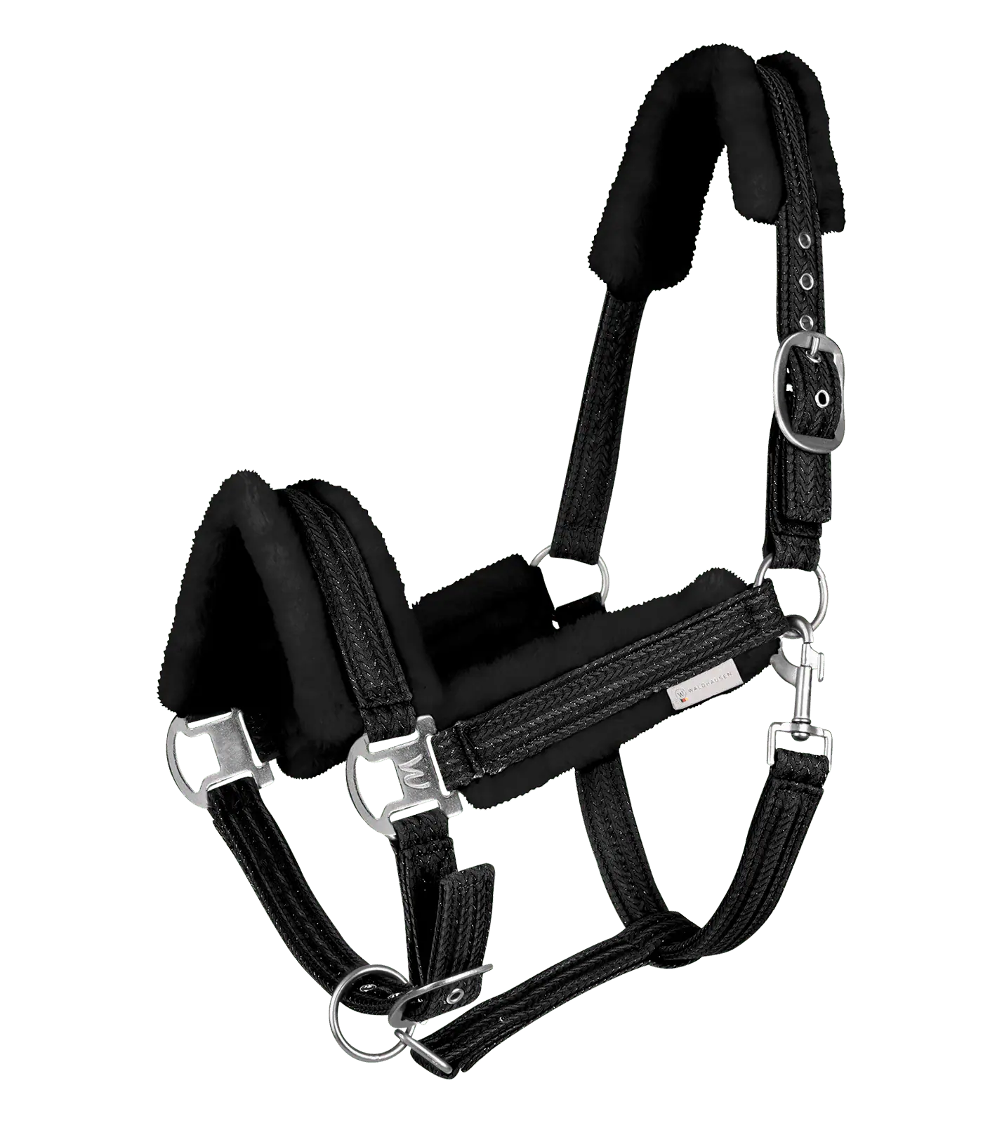 Licol Sparkle Waldhausen, licol moelleux fourré pour chevaux, noir Poney