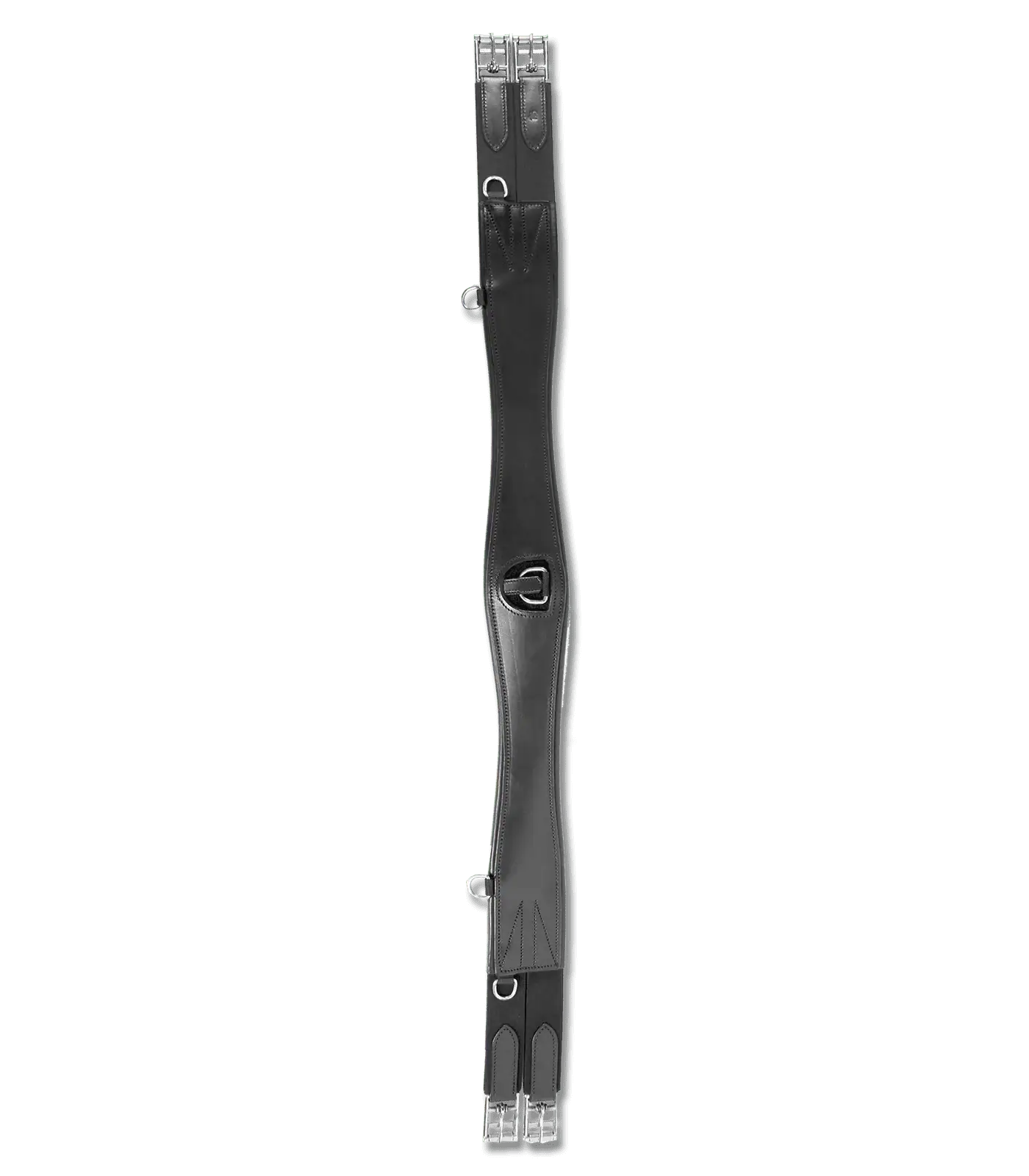 Waldhausen Ledersattelgurt mit Elastik - Leder, Rollschnallen, schwarz 115 cm