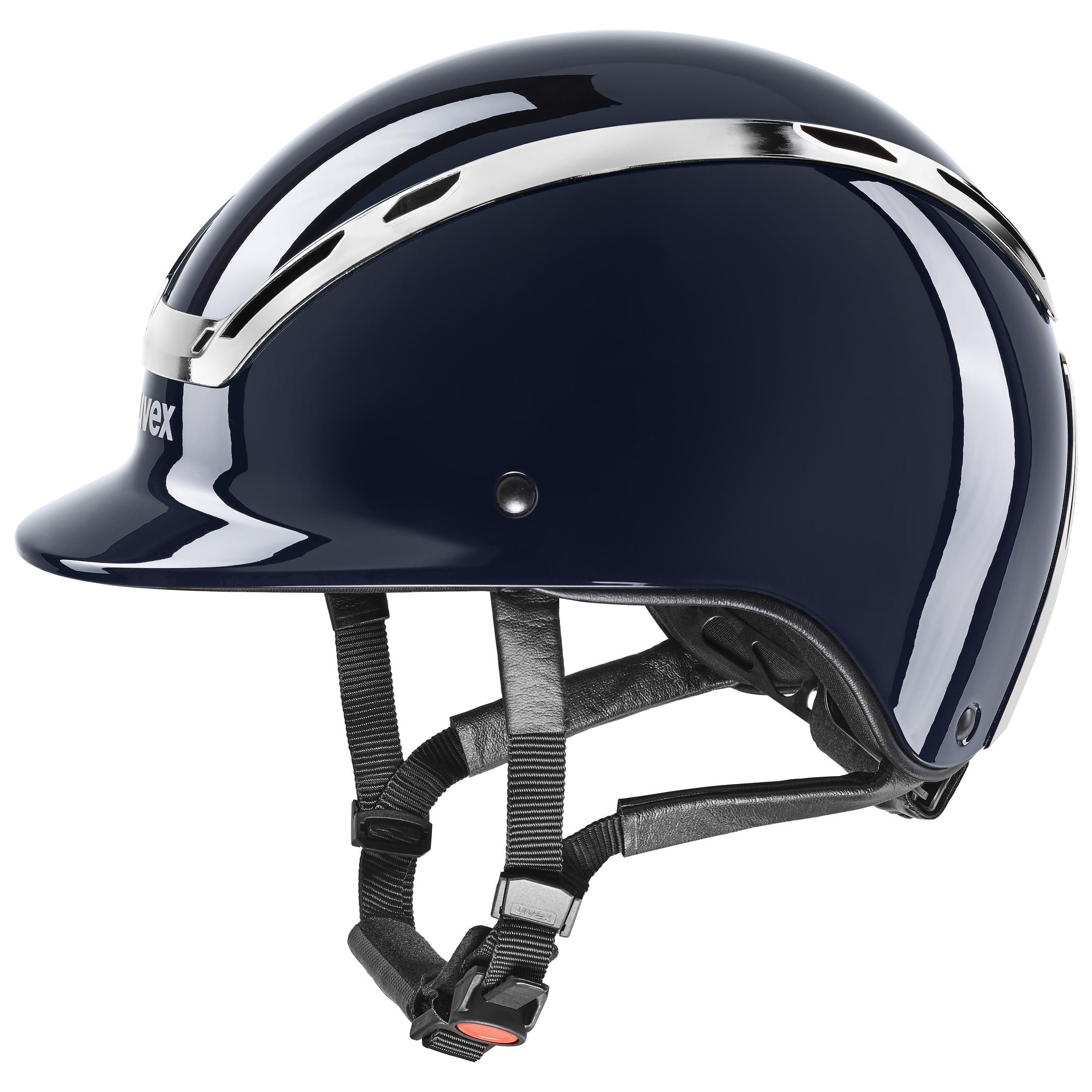 uvex Reithelm exxeed shiny chrome – Hardshell-Technologie, navyblau glänzend M-L