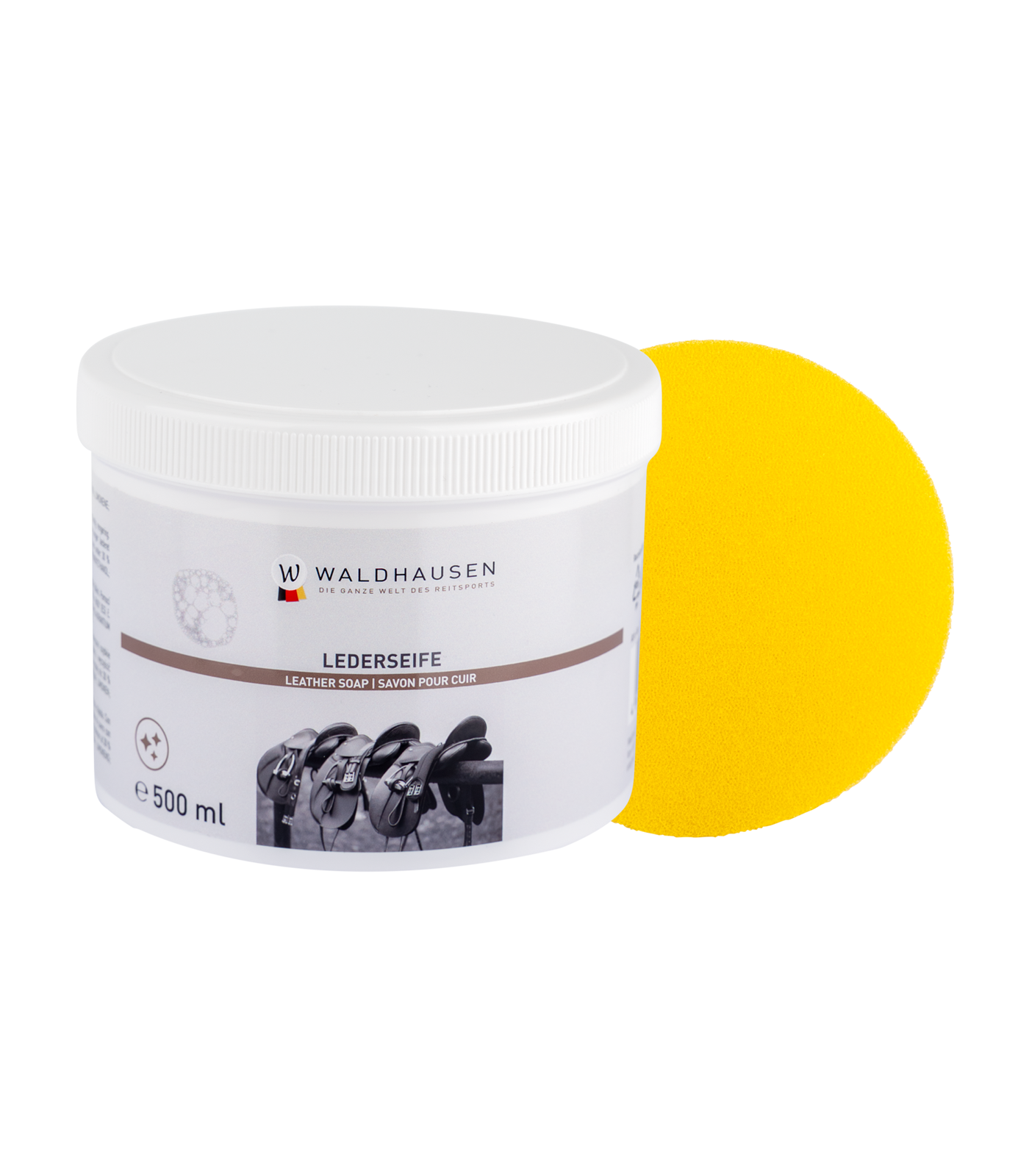 Waldhausen Saddle & Leather Soap with Sponge, 500 ml Tin, accessory