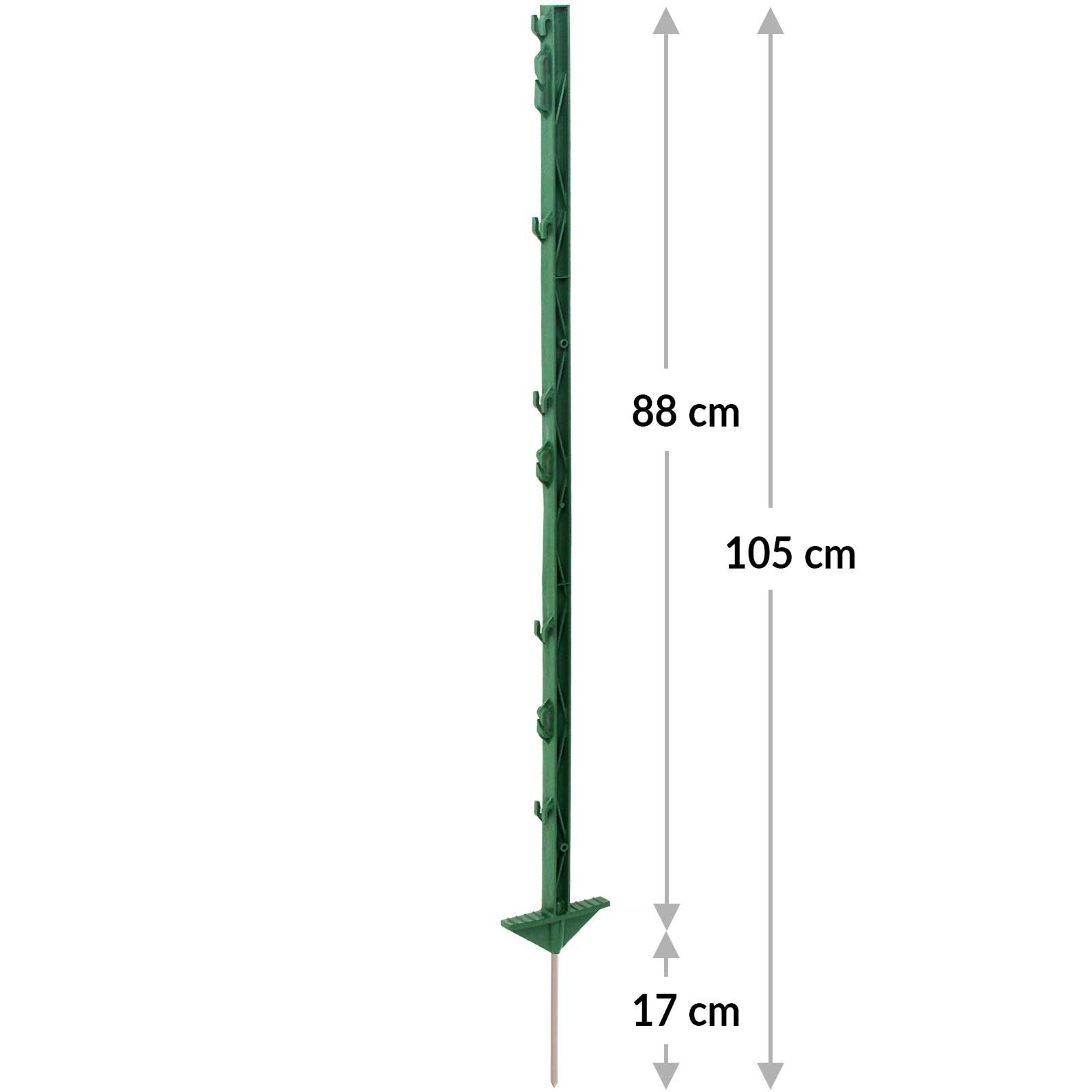 Agrarzone műanyag karó, 105 cm, dupla lépcső, zöld, 20 db-os csomag, méretrajz