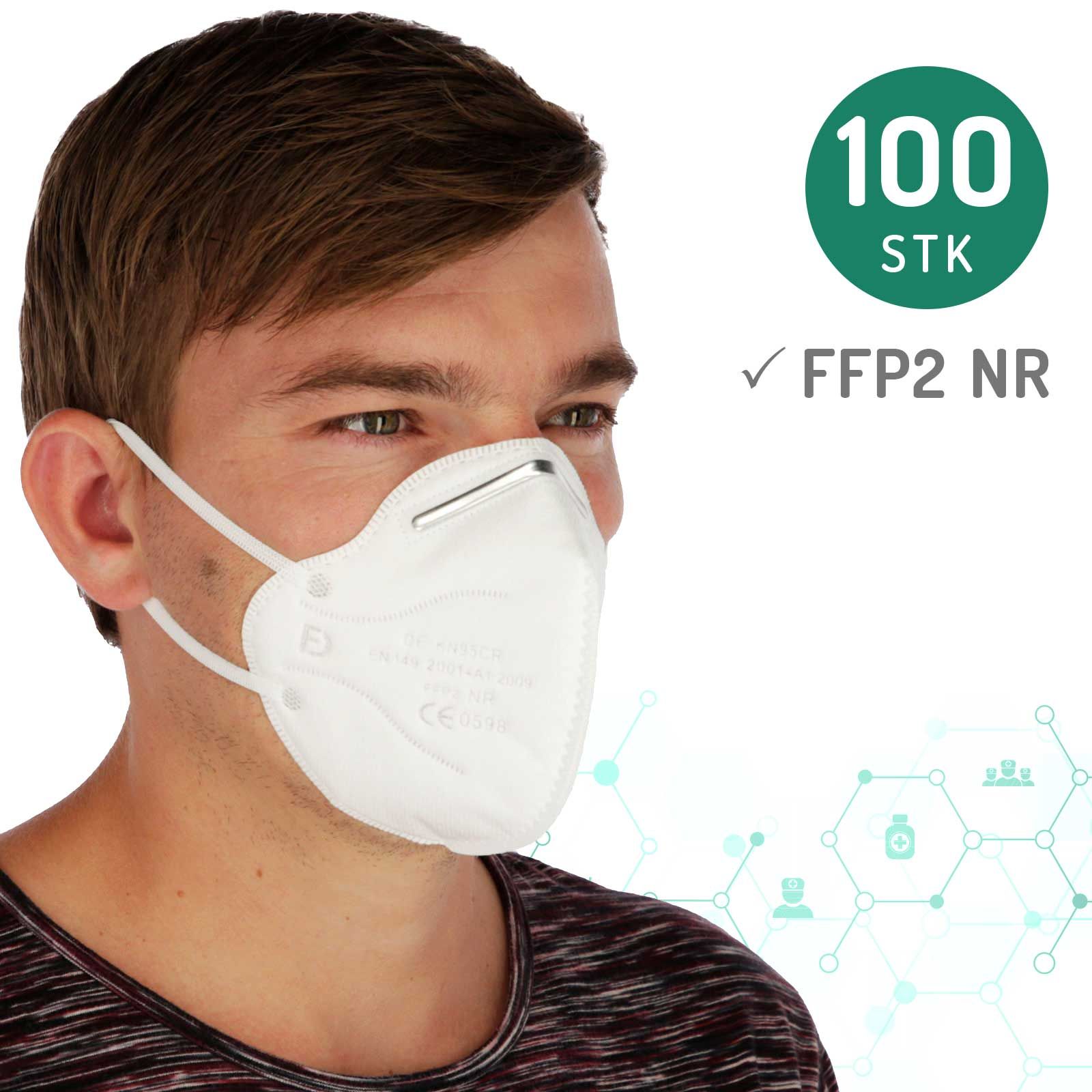 100x Mascherina respiratoria FFP2 senza valvola, in uso