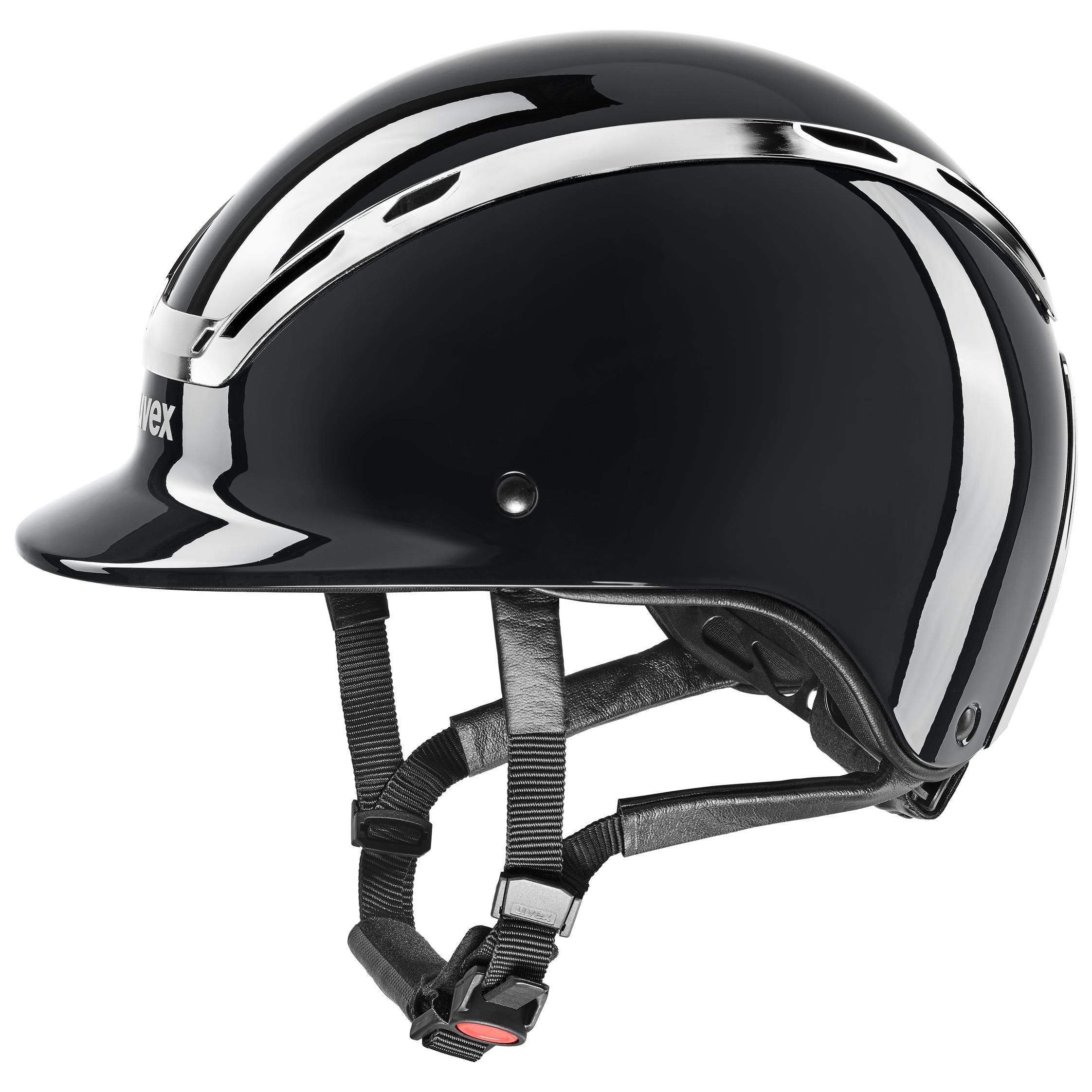 Casco da equitazione uvex exxeed shiny chrome, Tecnologia Hardshell, nero lucido M-L