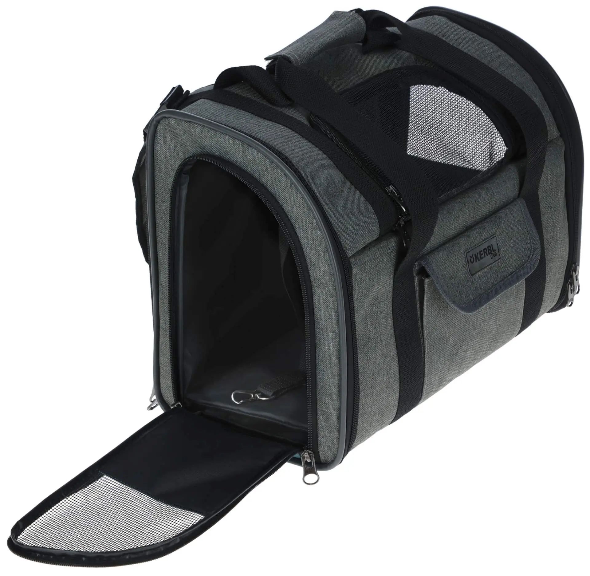 Zaino porta cani Kerbl Vacation 2 in 1, grigio/blu, 43 x 24 x 30 cm, vista frontale