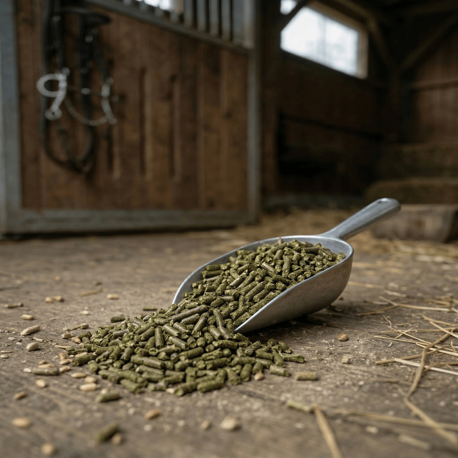 Auer Granulés de Luzerne Bio 25 kg, en utilisation, à l'écurie