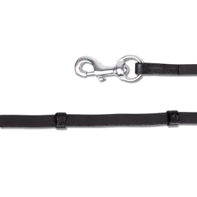 Schwarzer Lederstrick mit verstellbaren Schnallen und silbernem Karabinerhaken
