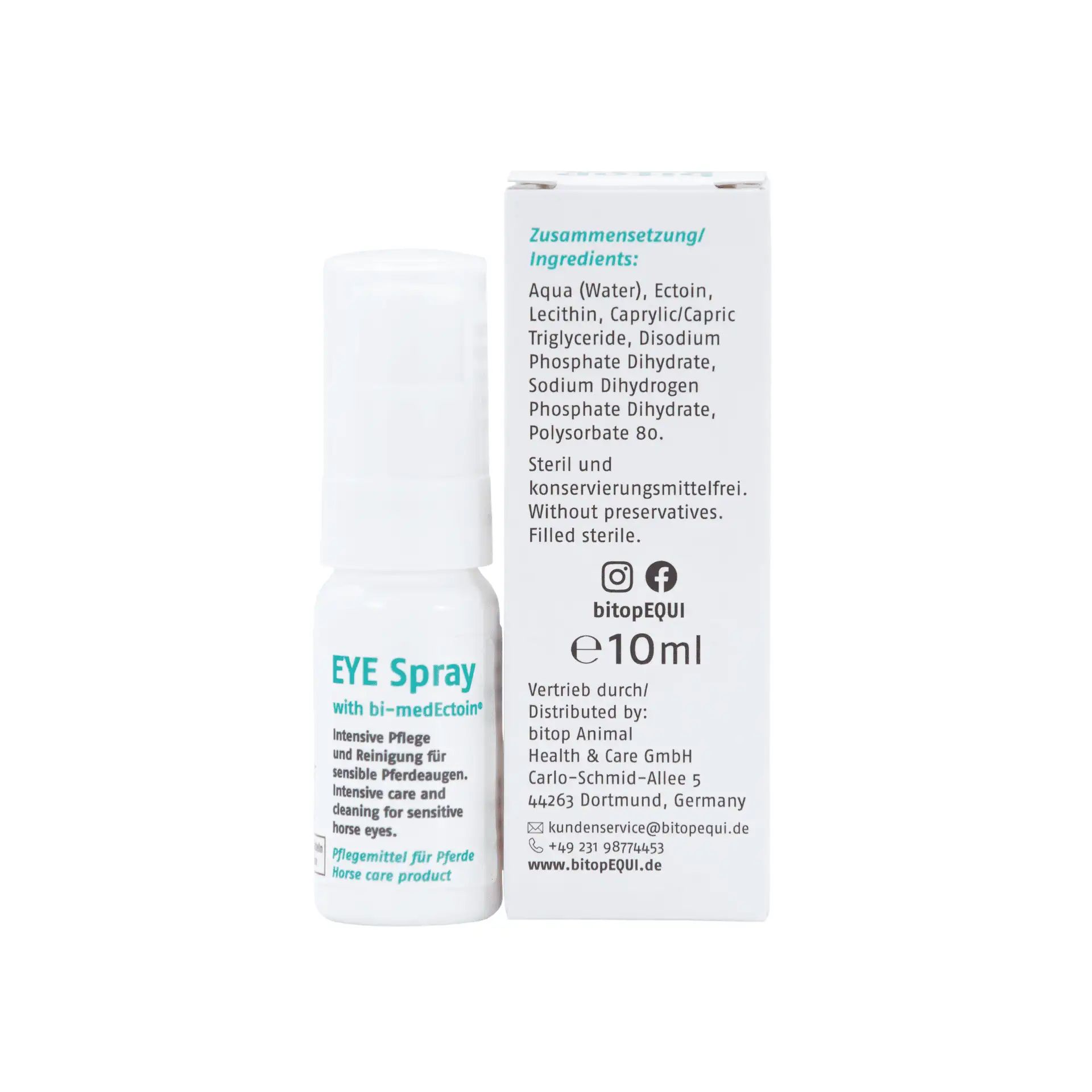 bitopEQUI Eye Spray for Horses, Eye Care for Irritations, 10 ml, front view
