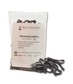 Verpackungsbeutel mit dunklen Mähnengummis der Marke Waldhausen, extra breit