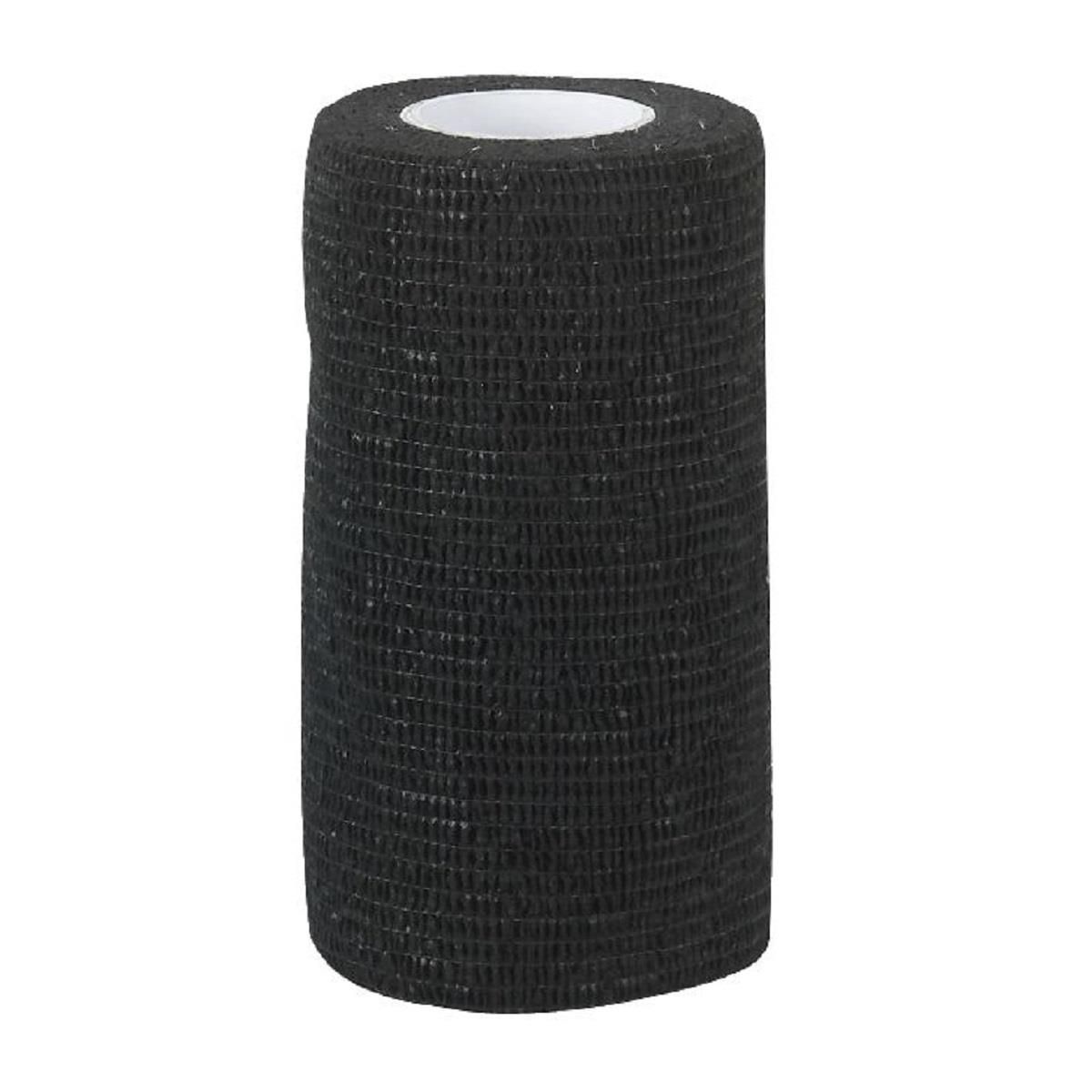 Rolle einer schwarzen selbsthaftenden Bandage vor weißem Hintergrund