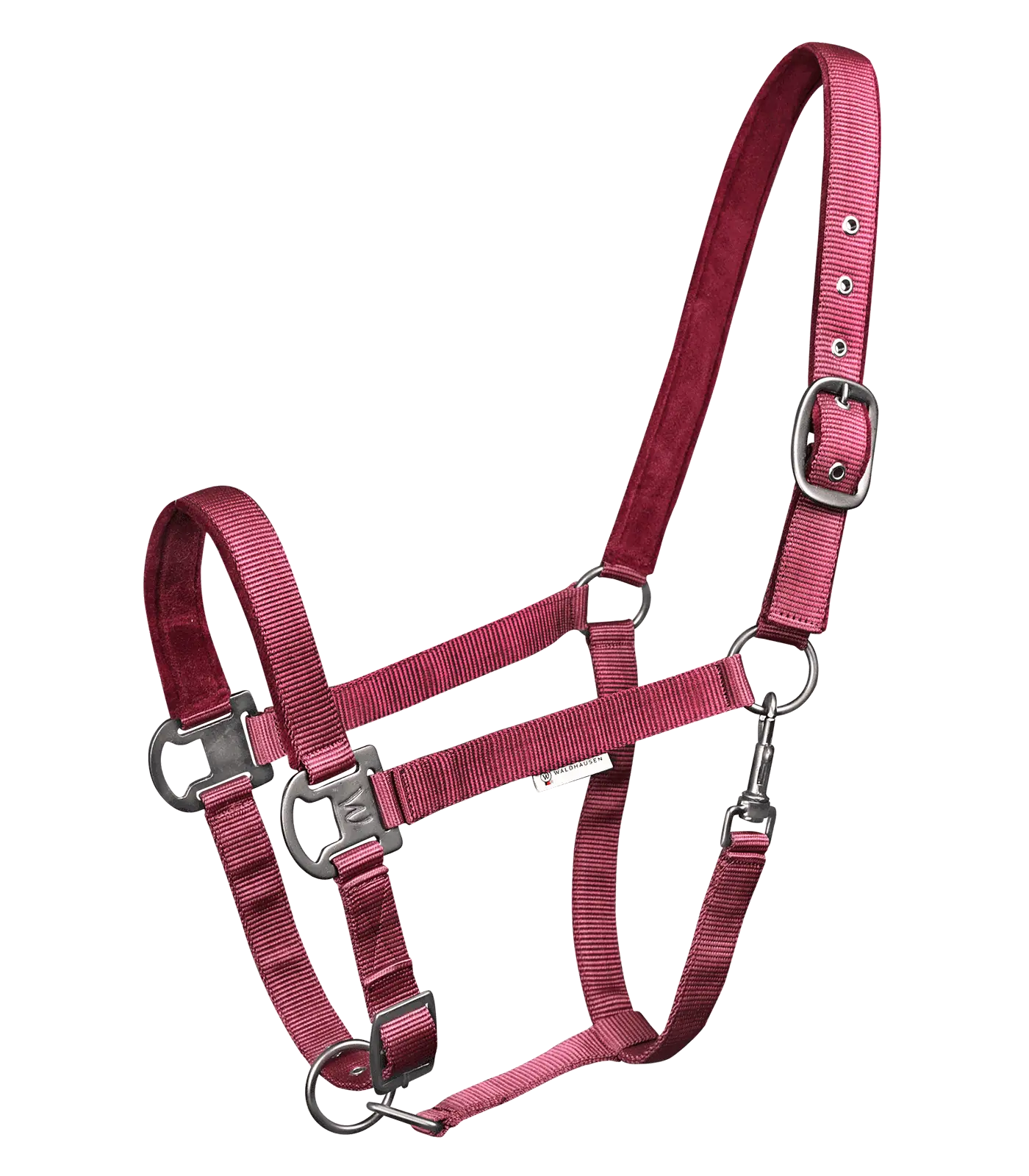 Waldhausen Halfter Gloomy – weich unterlegt, mehrfach verstellbar, Nylon, bordeaux Pony