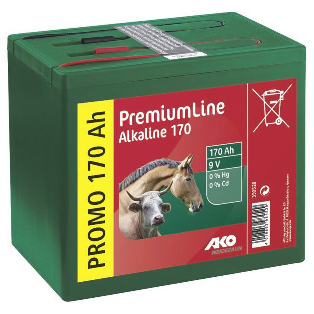 AKO Weidezaunbatterie Alkaline 9V Trockenbatterie 55-210Ah, 170 Ah