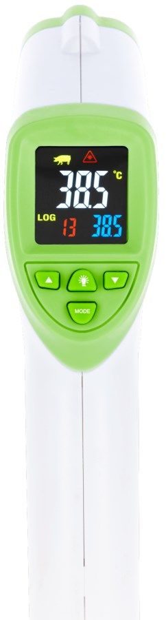 Infrarot-Thermometer, Stirnthermometer, digitale Anzeige, grüner Griff, Modus-Taste