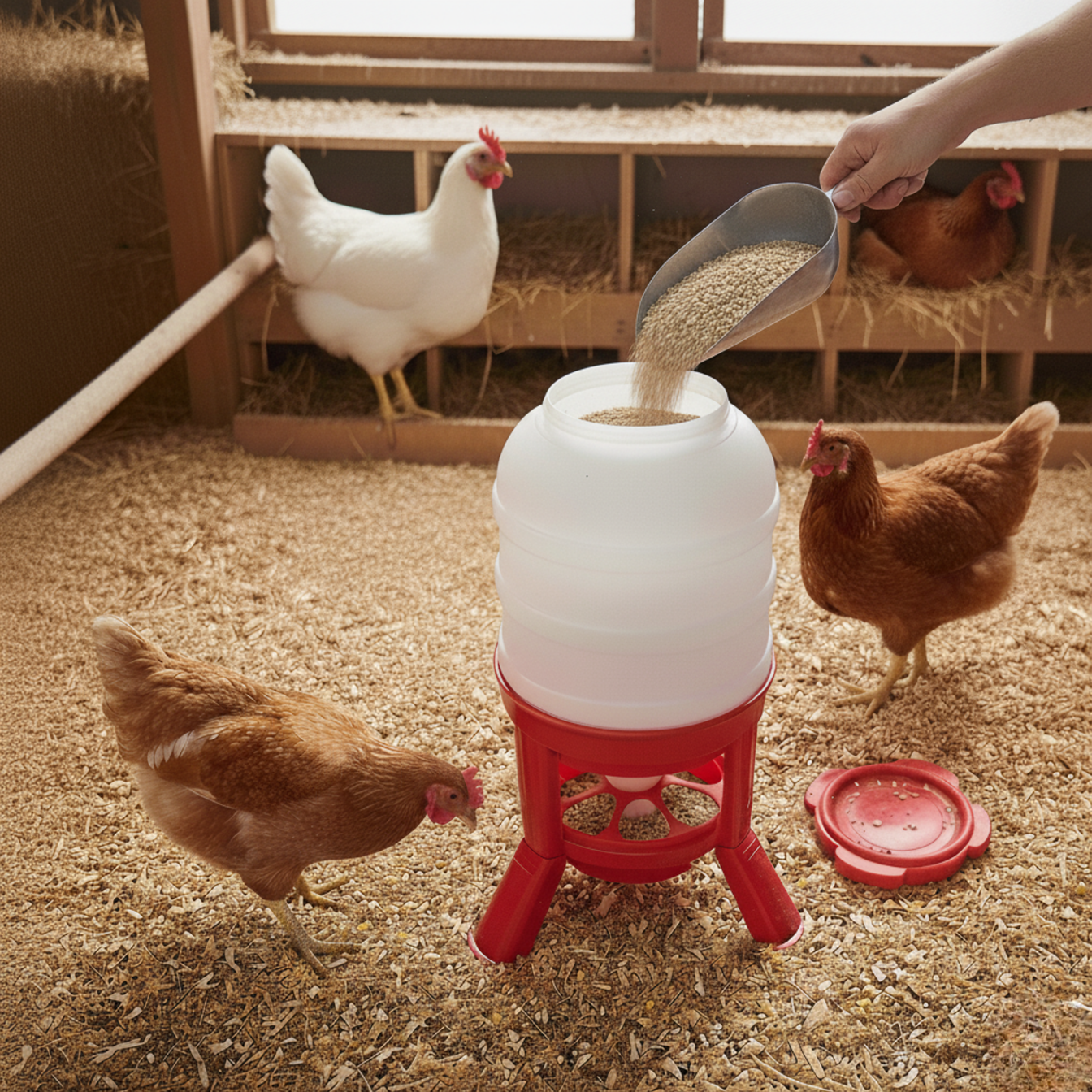 Agrarzone Hopper Feeder for Chickens with Stable Legs, Anti-Waste Grid
