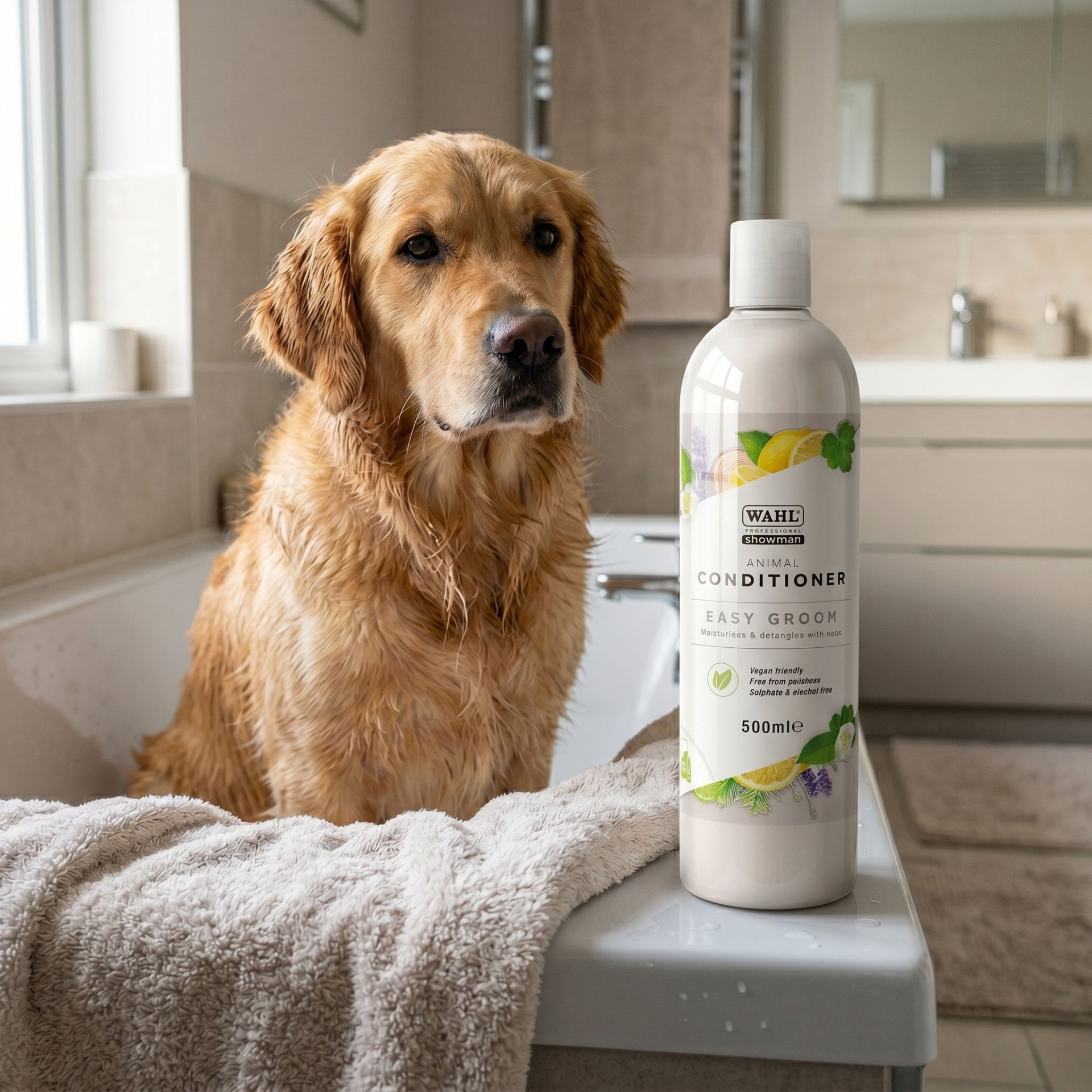 dog, golden retriever, pet bottle, conditioner, 500ml