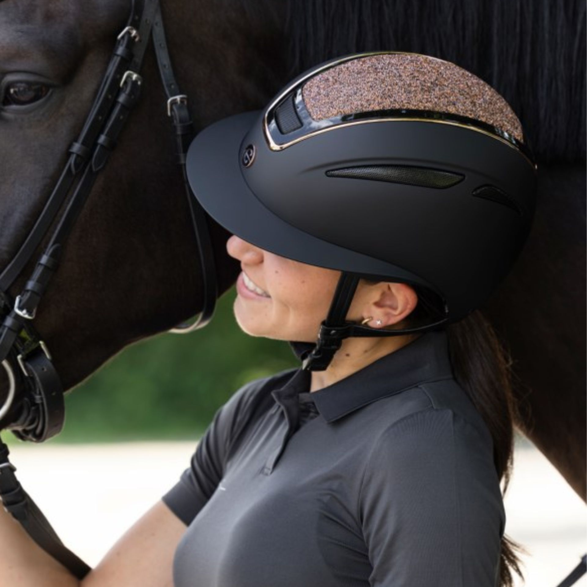Covalliero Cască de echitație Elite Polo cu cozoroc polo, vedere laterală