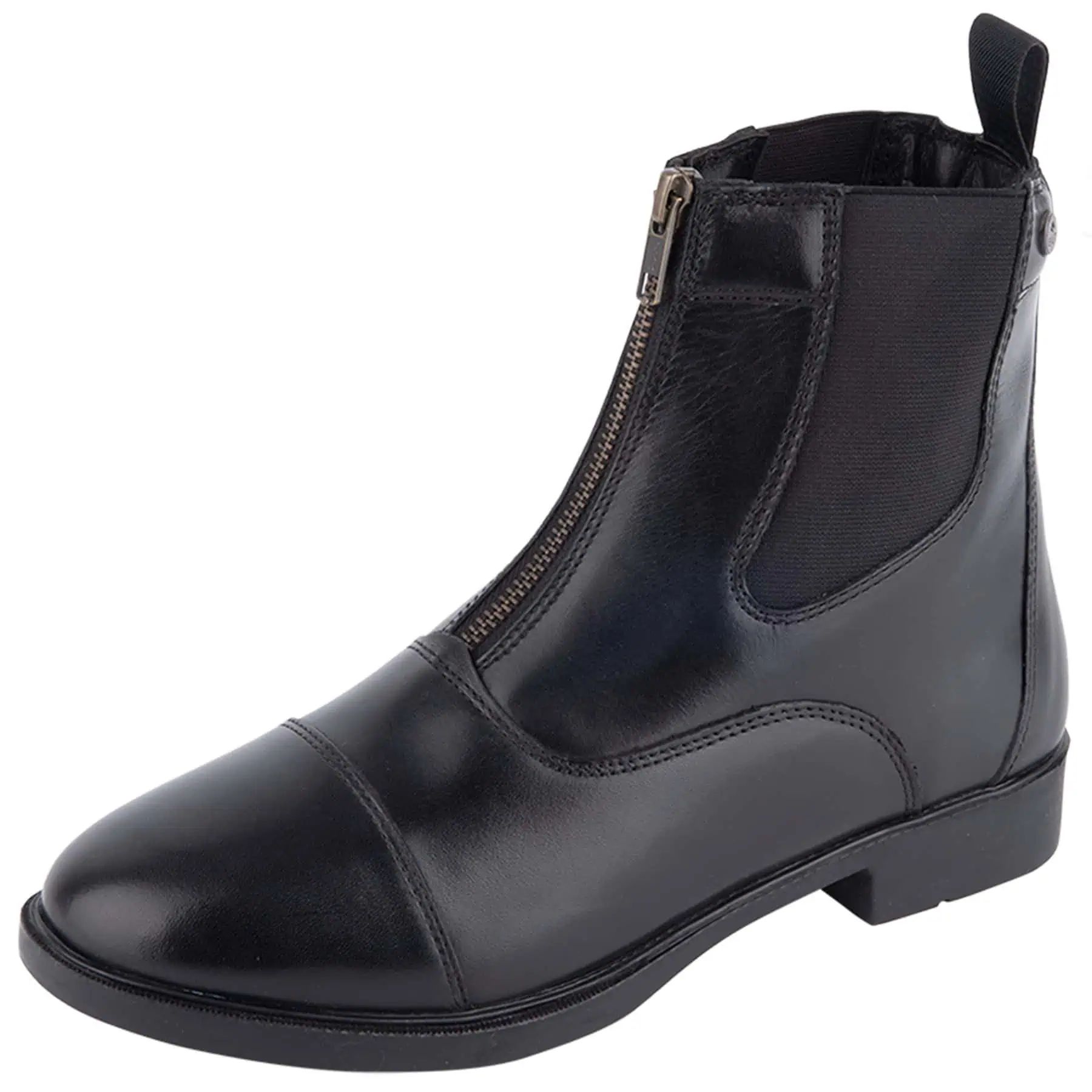 Bottines Jodhpur ELT Boston, cuir lisse noir avec fermeture éclair, 42