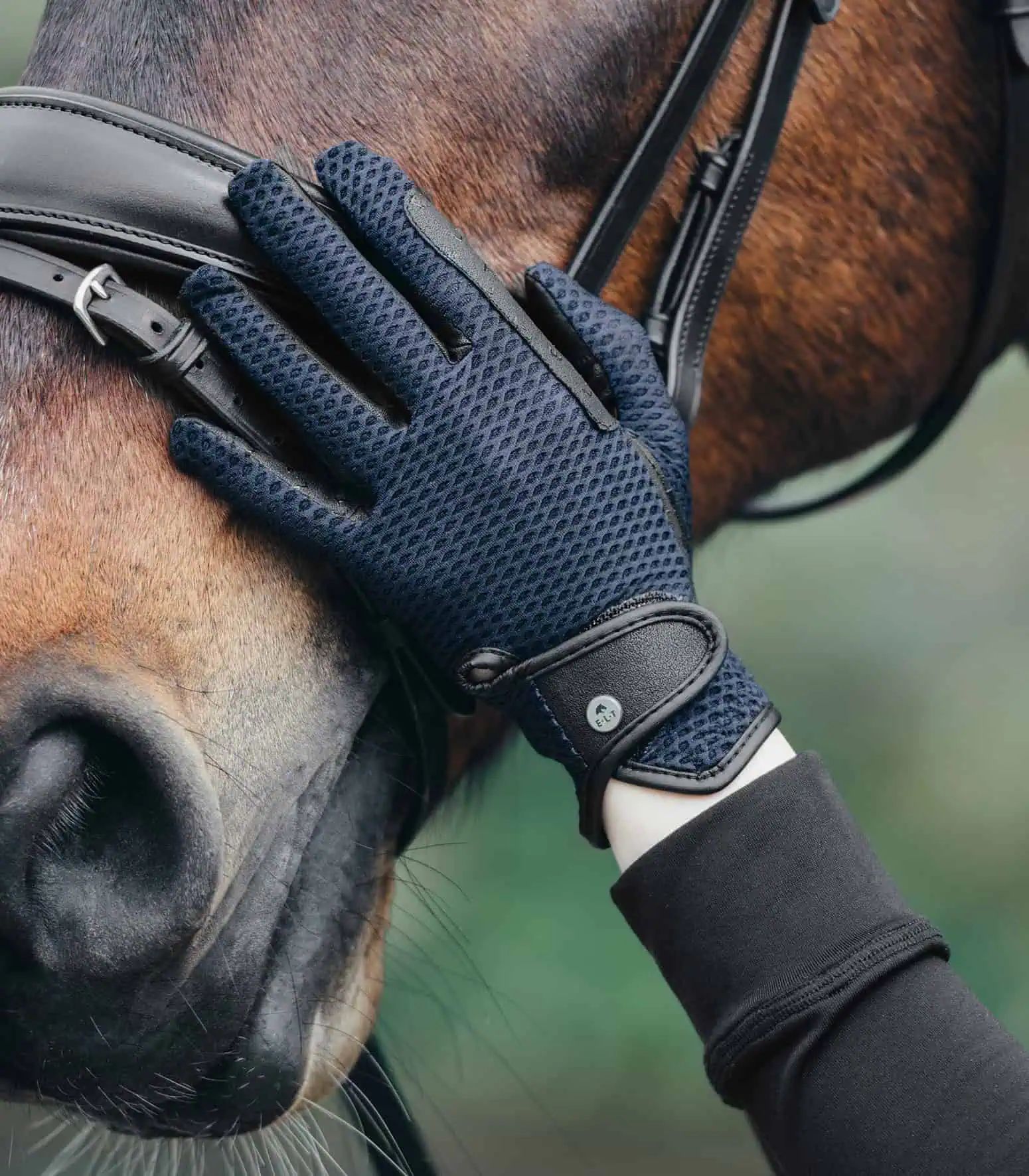 ELT Gants d'équitation Nantes, gant d'été sportif en mesh, bleu profond, XS